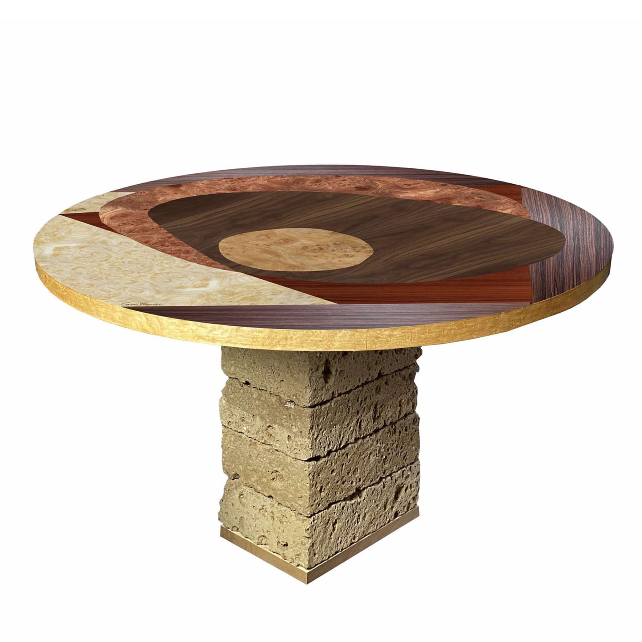 Tarsia Tables Tt5 Table ronde polychrome par Mascia Meccani - Vue principale