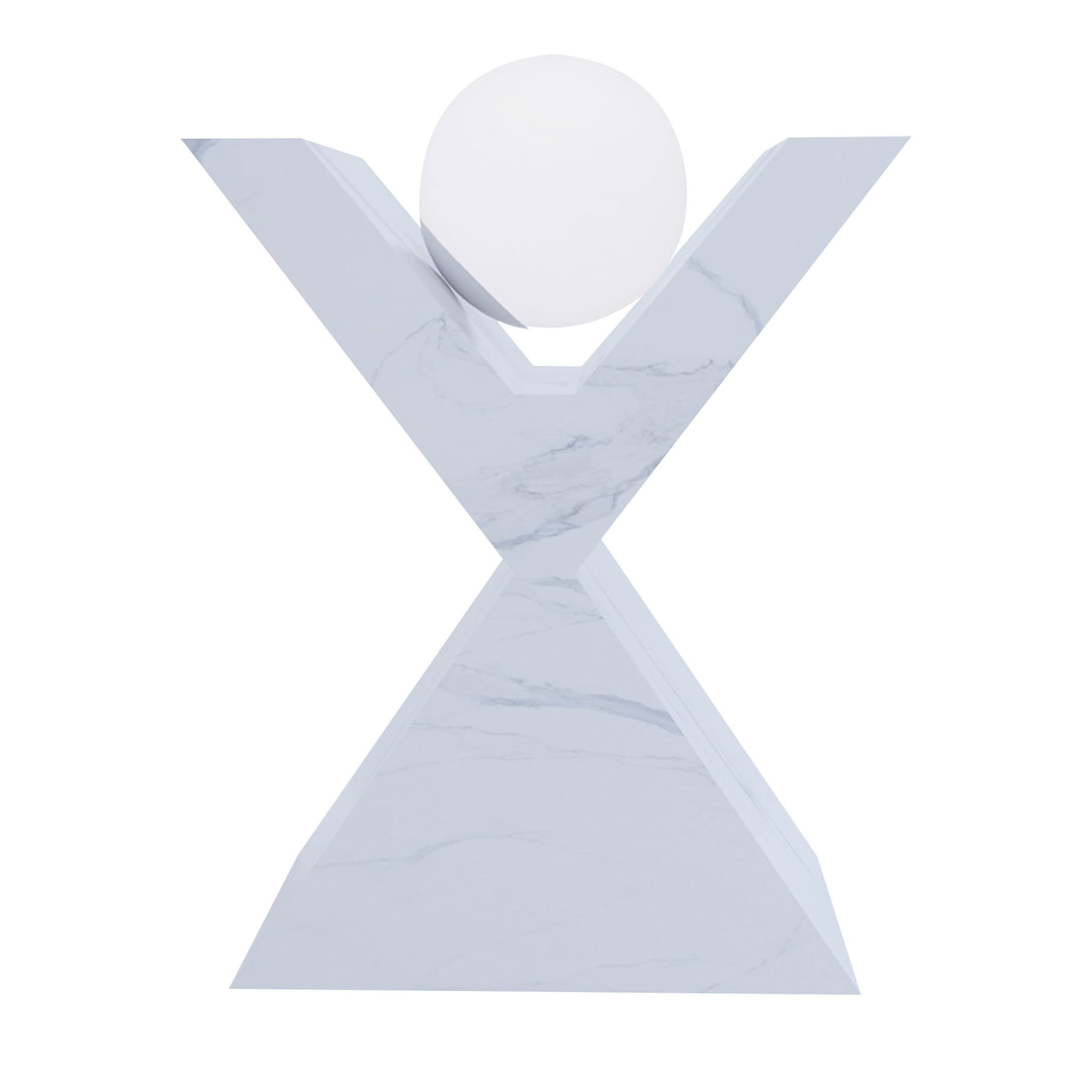 X-förmige leuchtende Carrara-Skulptur - Hauptansicht