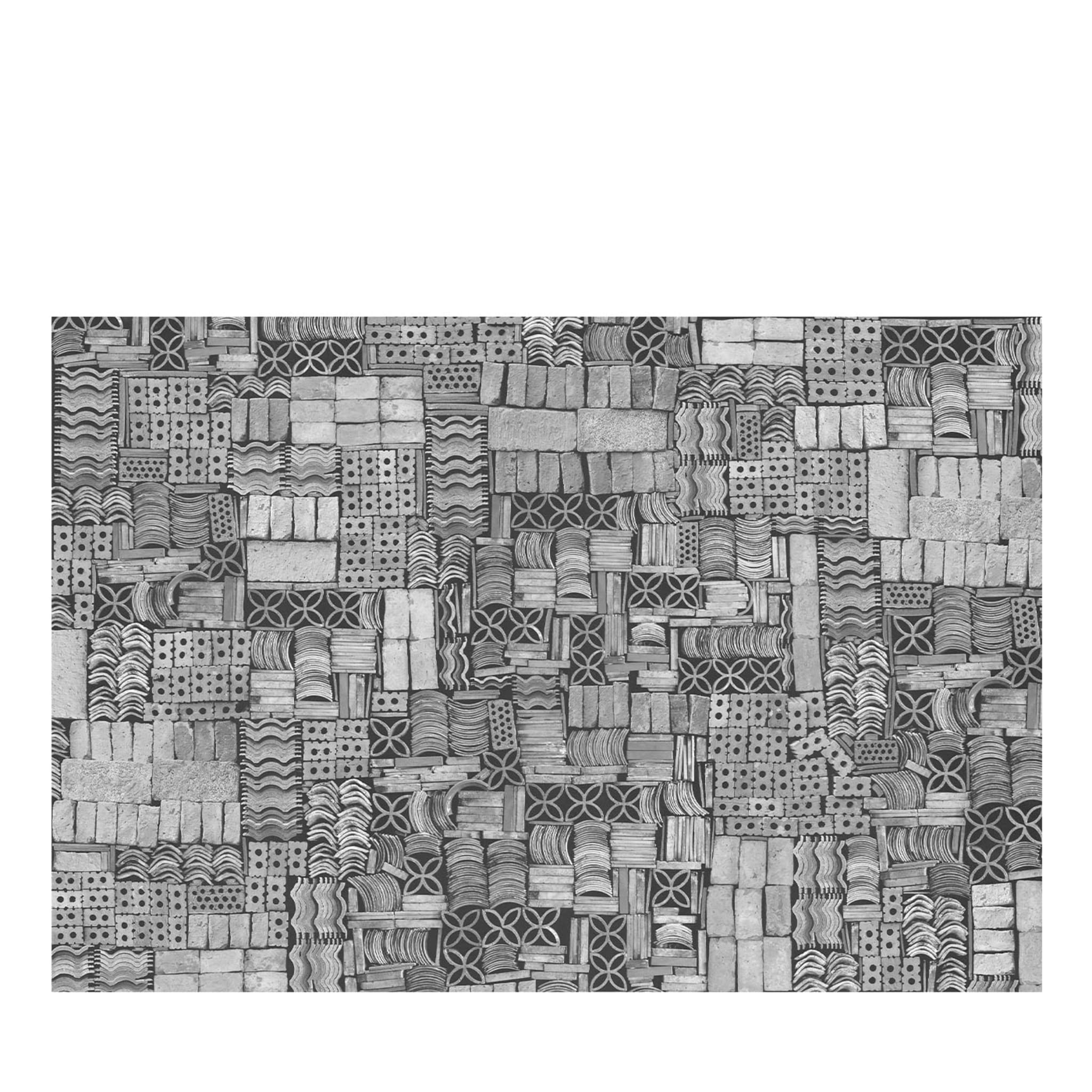 Carta da parati strutturata artigianale in grigio terracotta - Vista principale