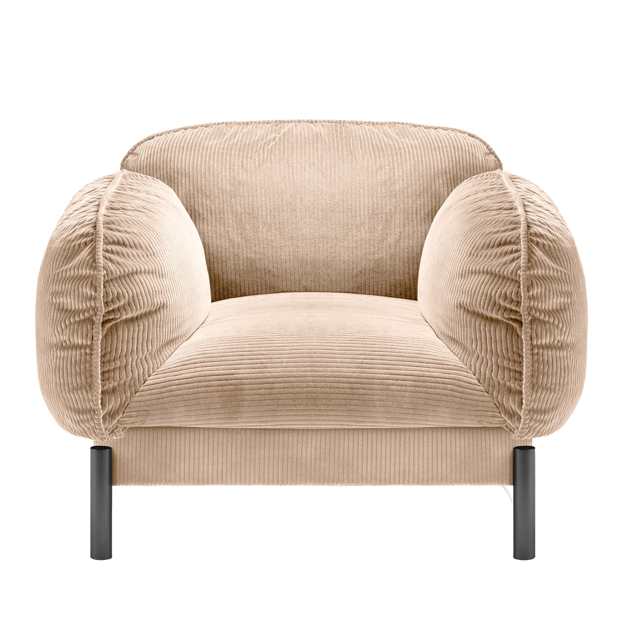 Tarantino Beige Velvet Armchair by Lorenza Bozzoli - Main view