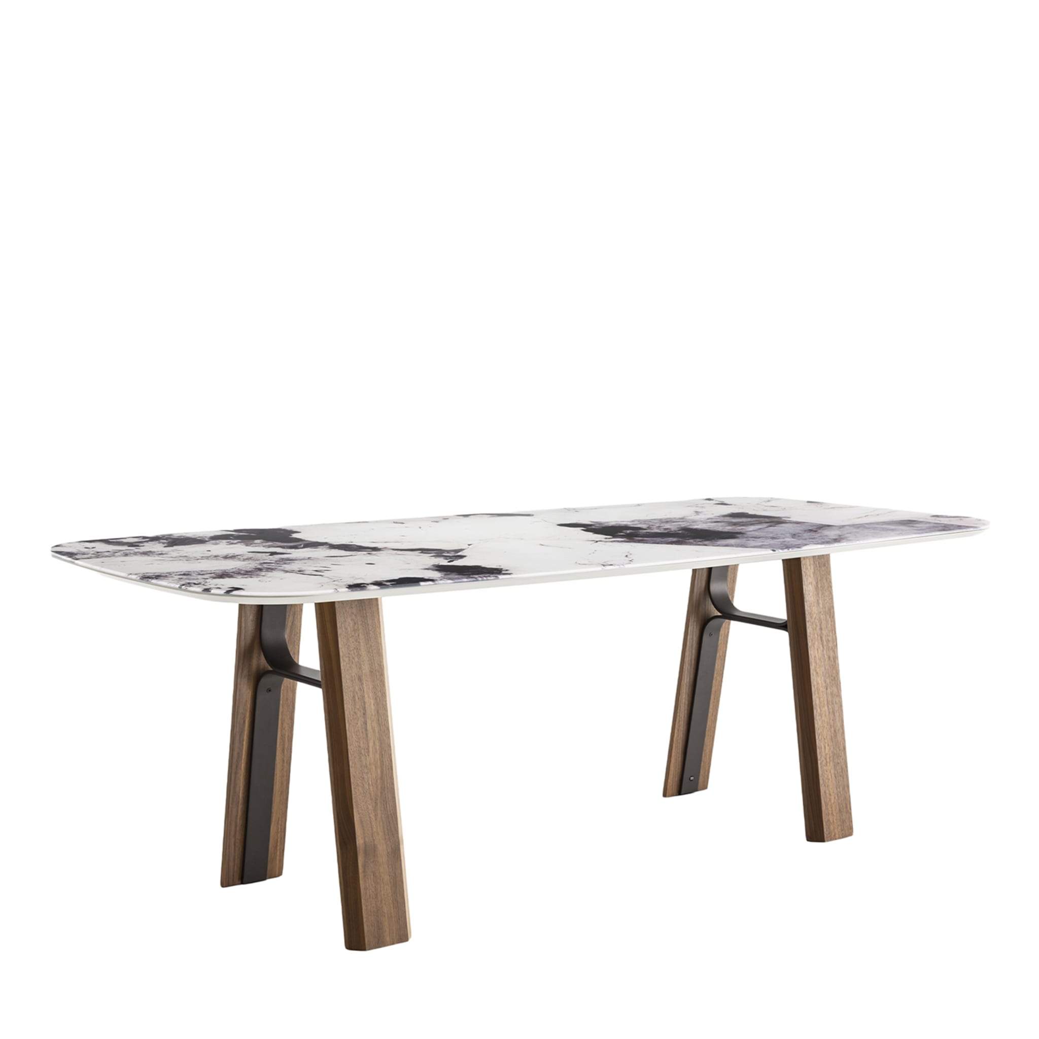 Bridge Large Patagonia Marble-Effect & Canaletto Walnut Table - Main view