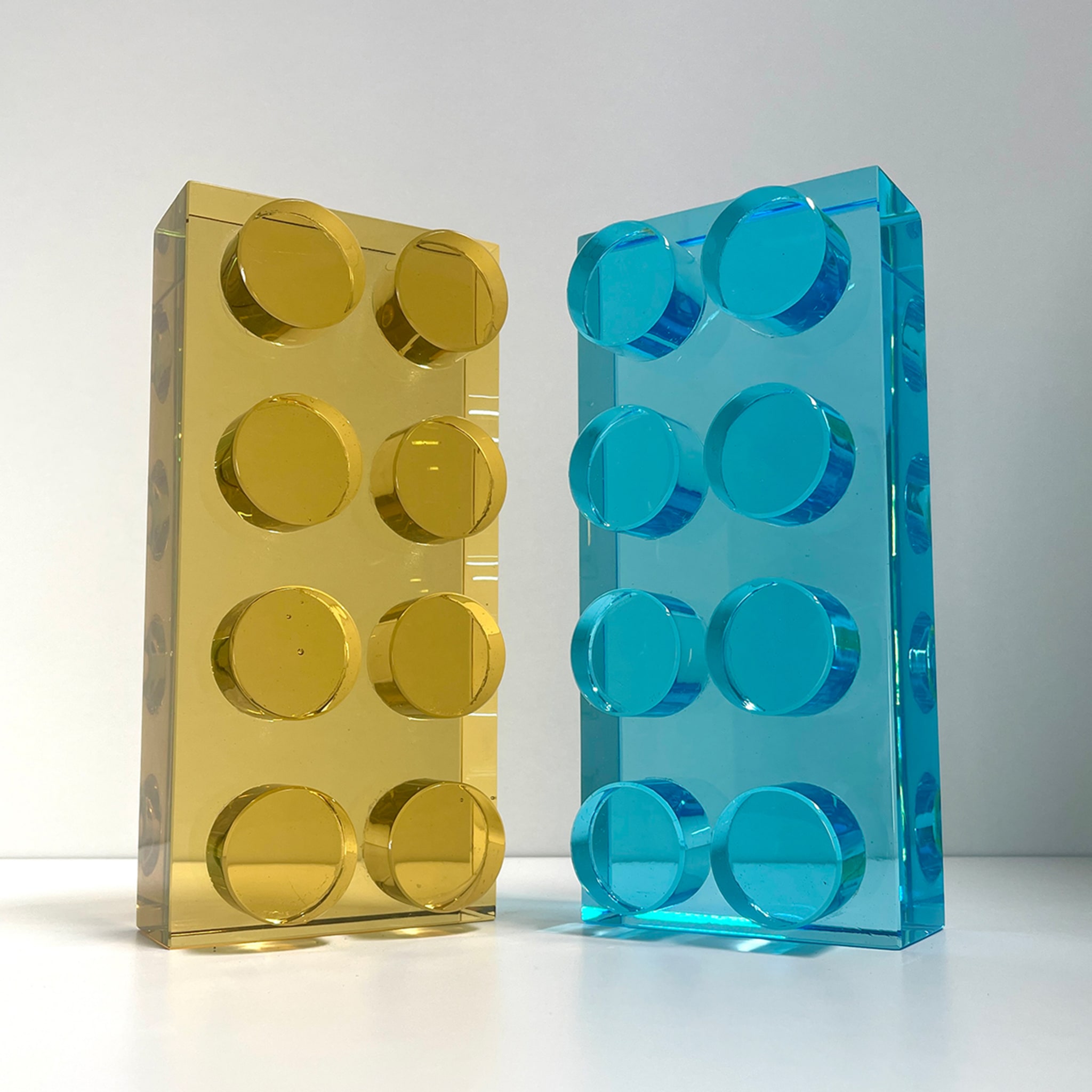 Brick Handmade Blu Crystal Sculpture - Alternative view 2