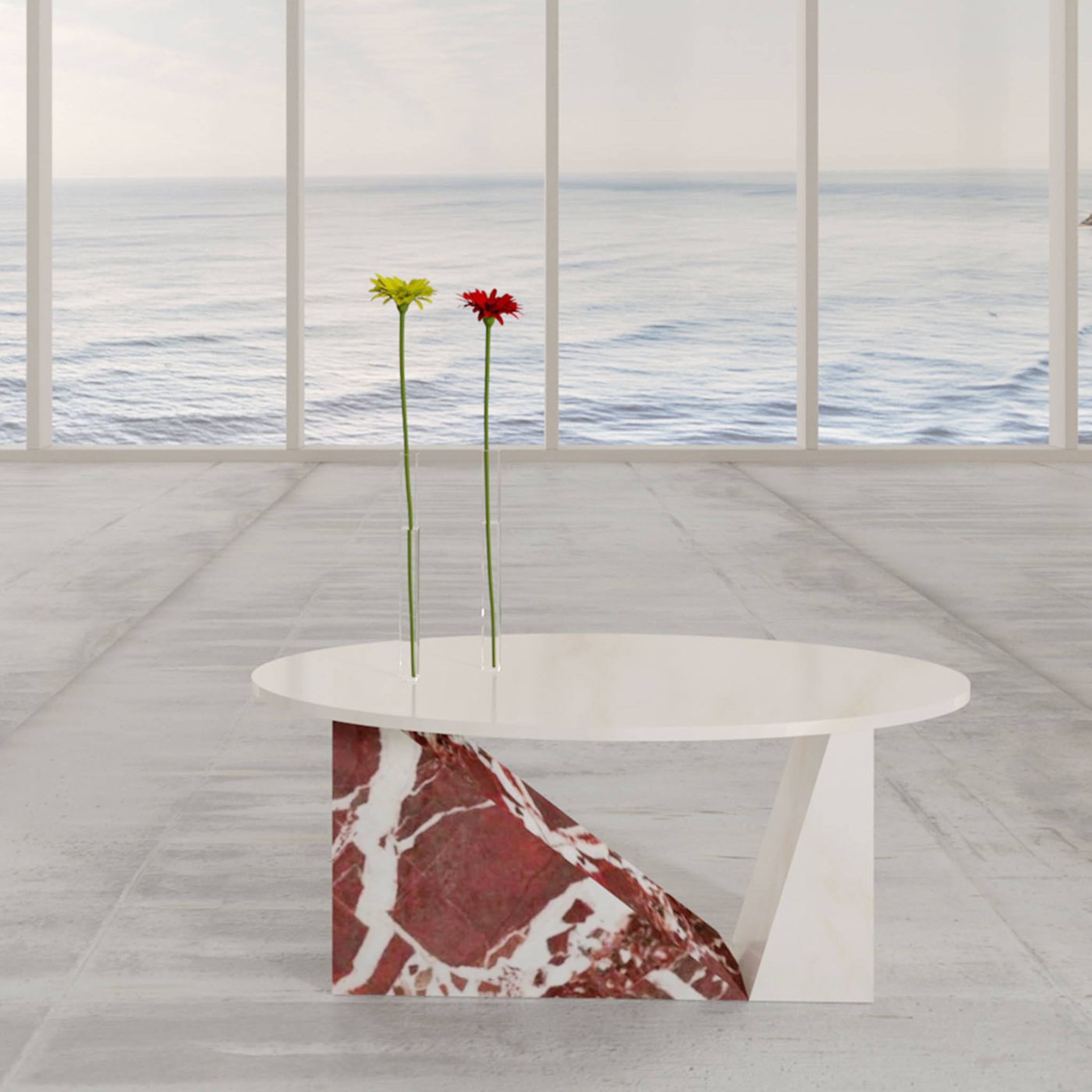 Dieus Coffee Table in Gold Calacatta and Red Levanto Marbles by sid&sign - Alternative view 2