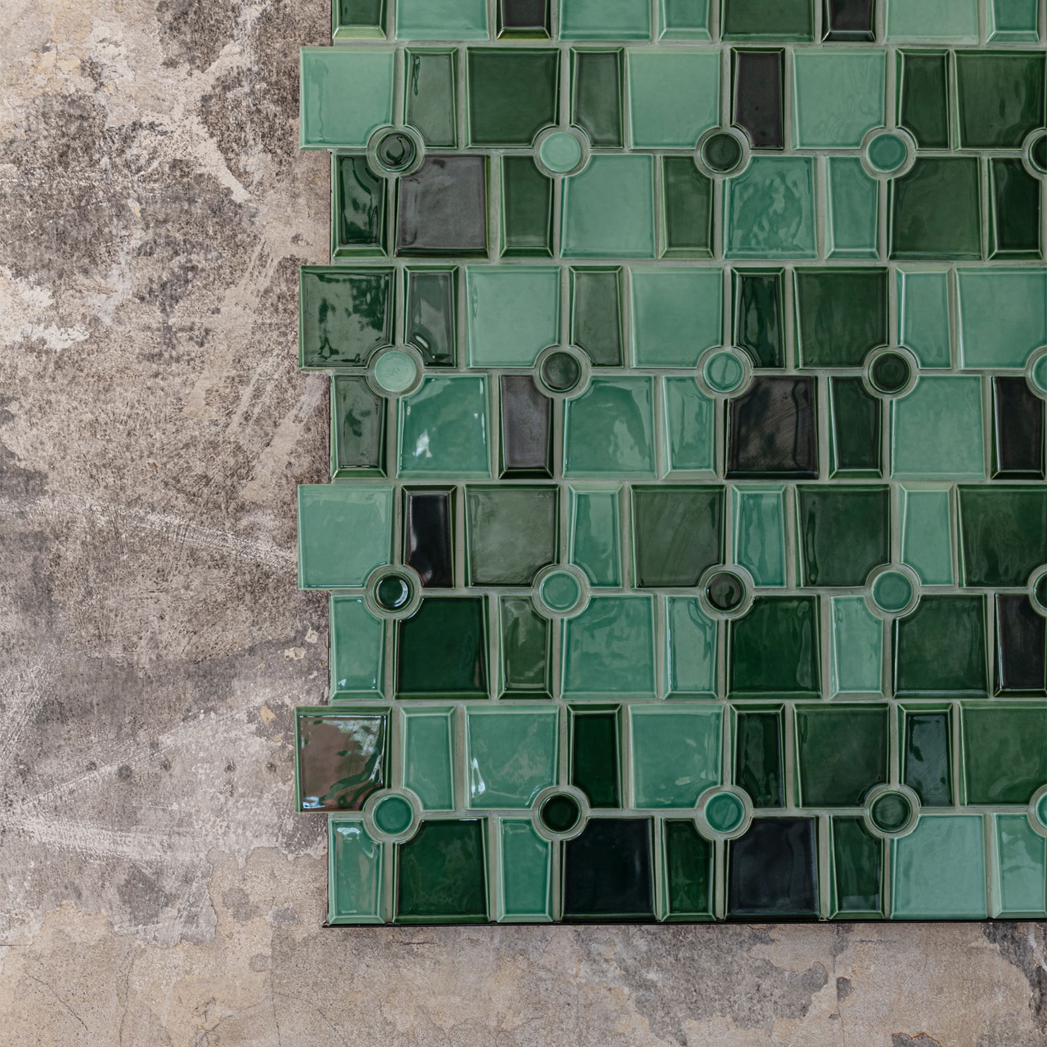 Revestimiento mural de mosaico verde Maya 5 de Giacomo Totti - Vista alternativa 1
