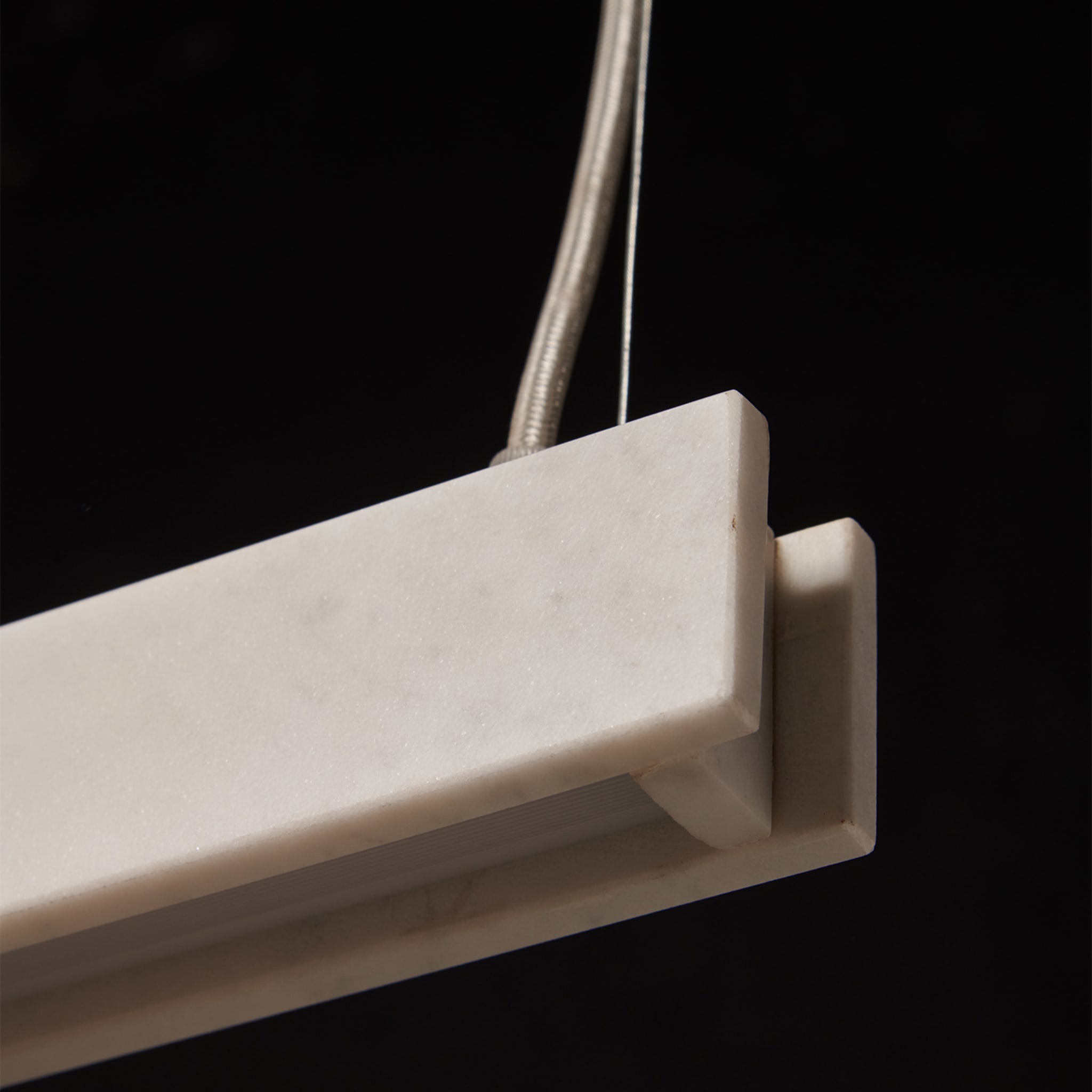 "Profile H" Pendant Lamp in Chrome and Carrara Marble - Alternative view 1