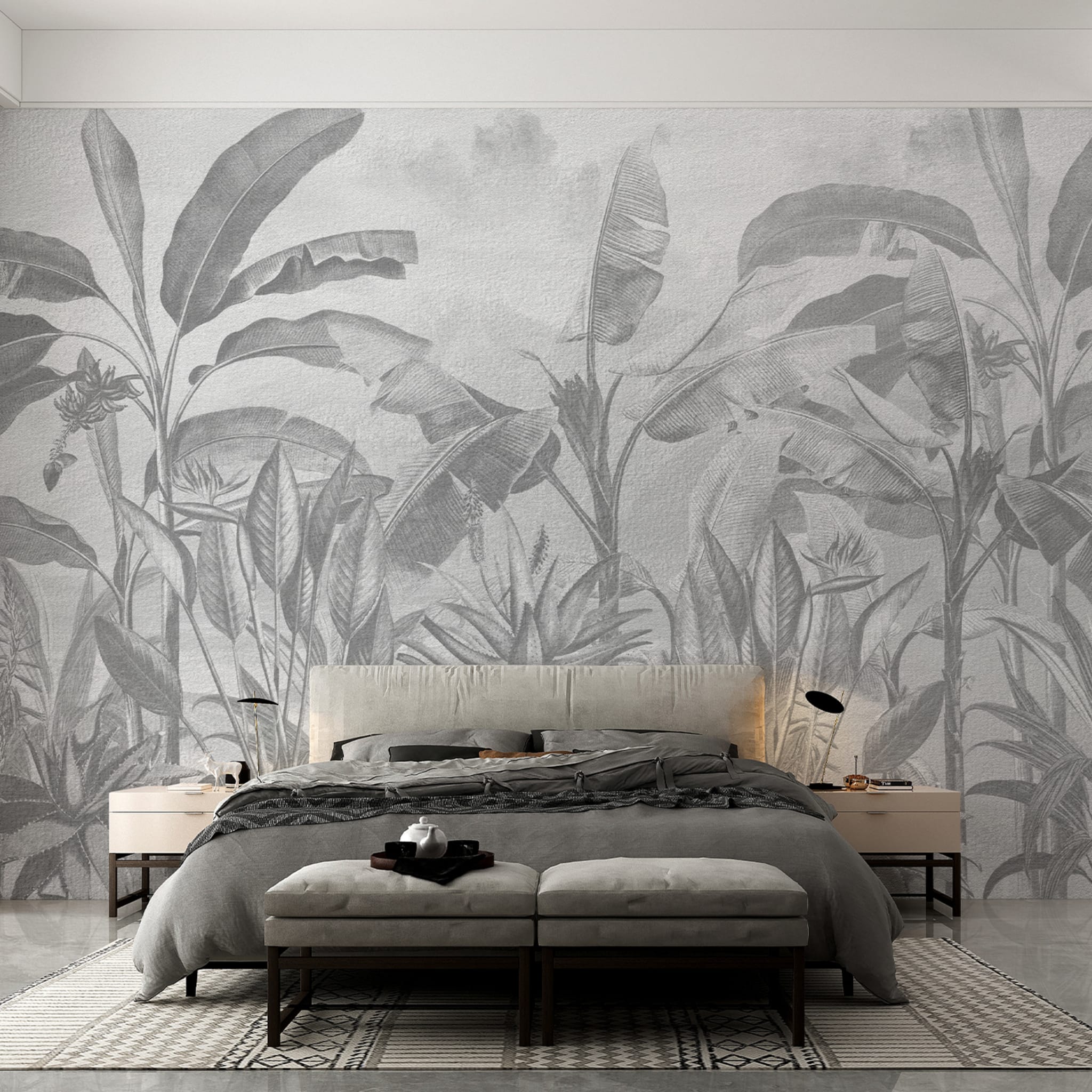 B&W plants textured wallpaper - Alternative view 2