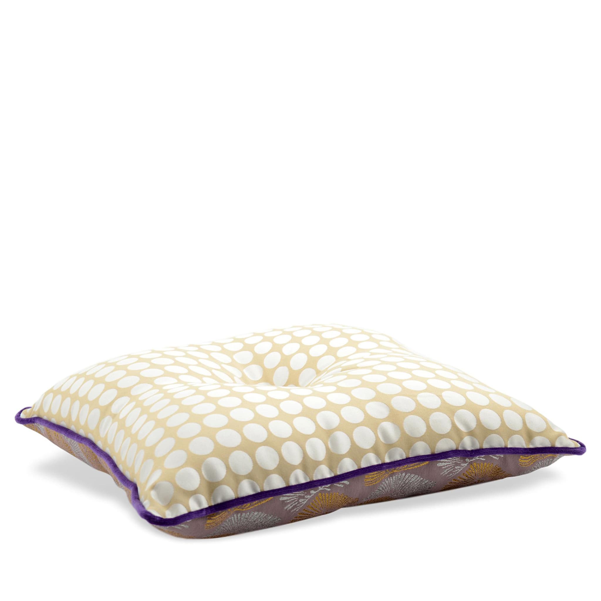 Beige Carrè Cushion in Polka Dots Jacquard Fabric - Alternative view 1