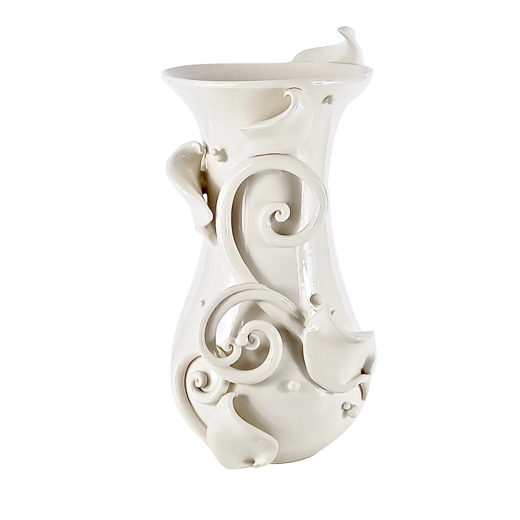 Vase en céramique blanche Leafs - Vue principale