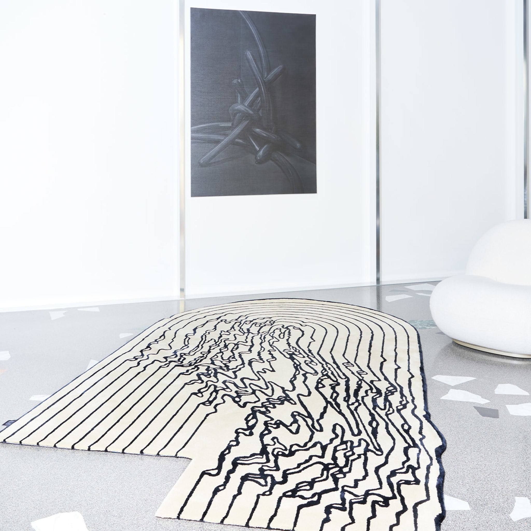 The Floor Is Lava - Lava Line Black-and-White Rug by PLACéE - Alternative view 3