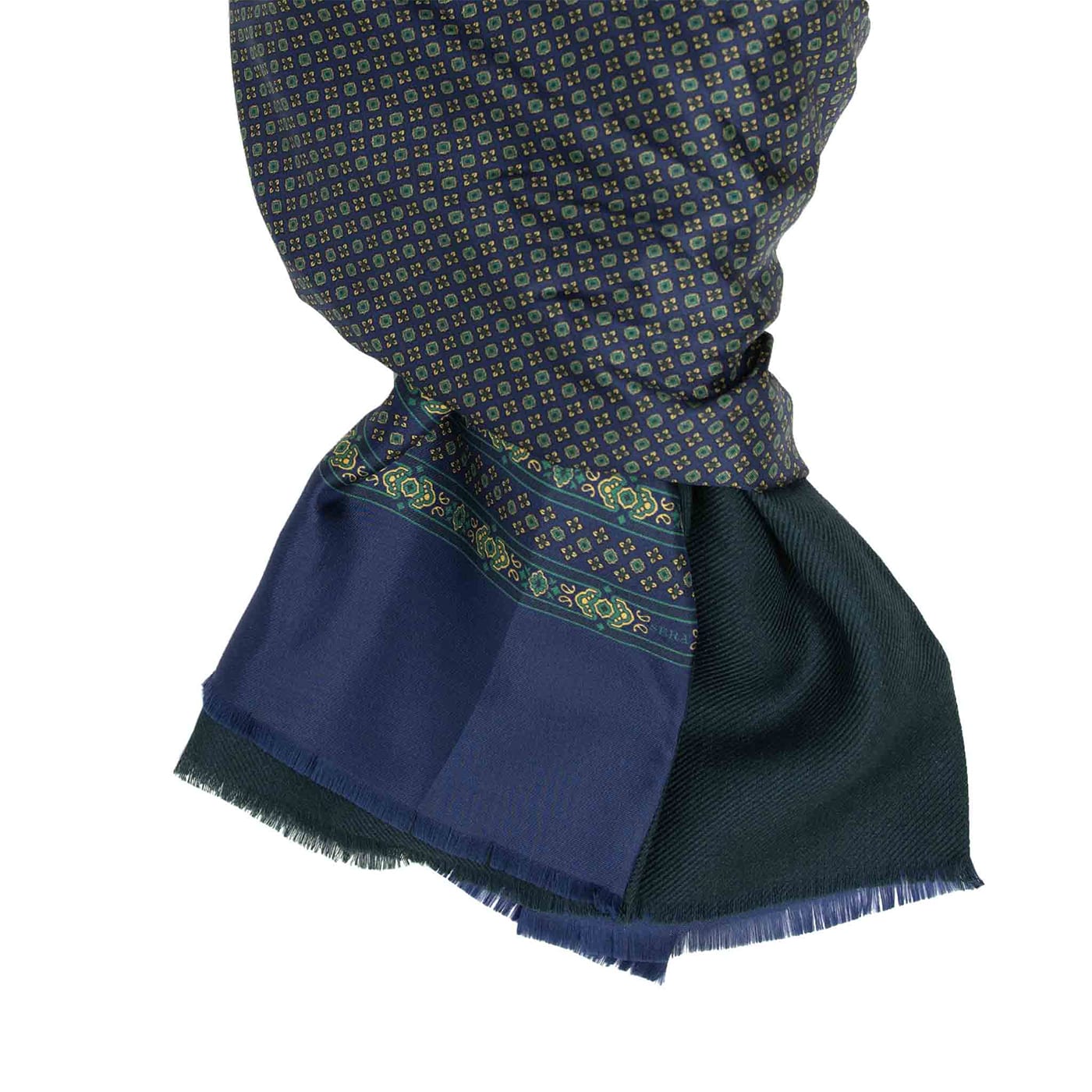 Blue and Forest Green Cashmere & Silk Scarf - Serà Fine Silk