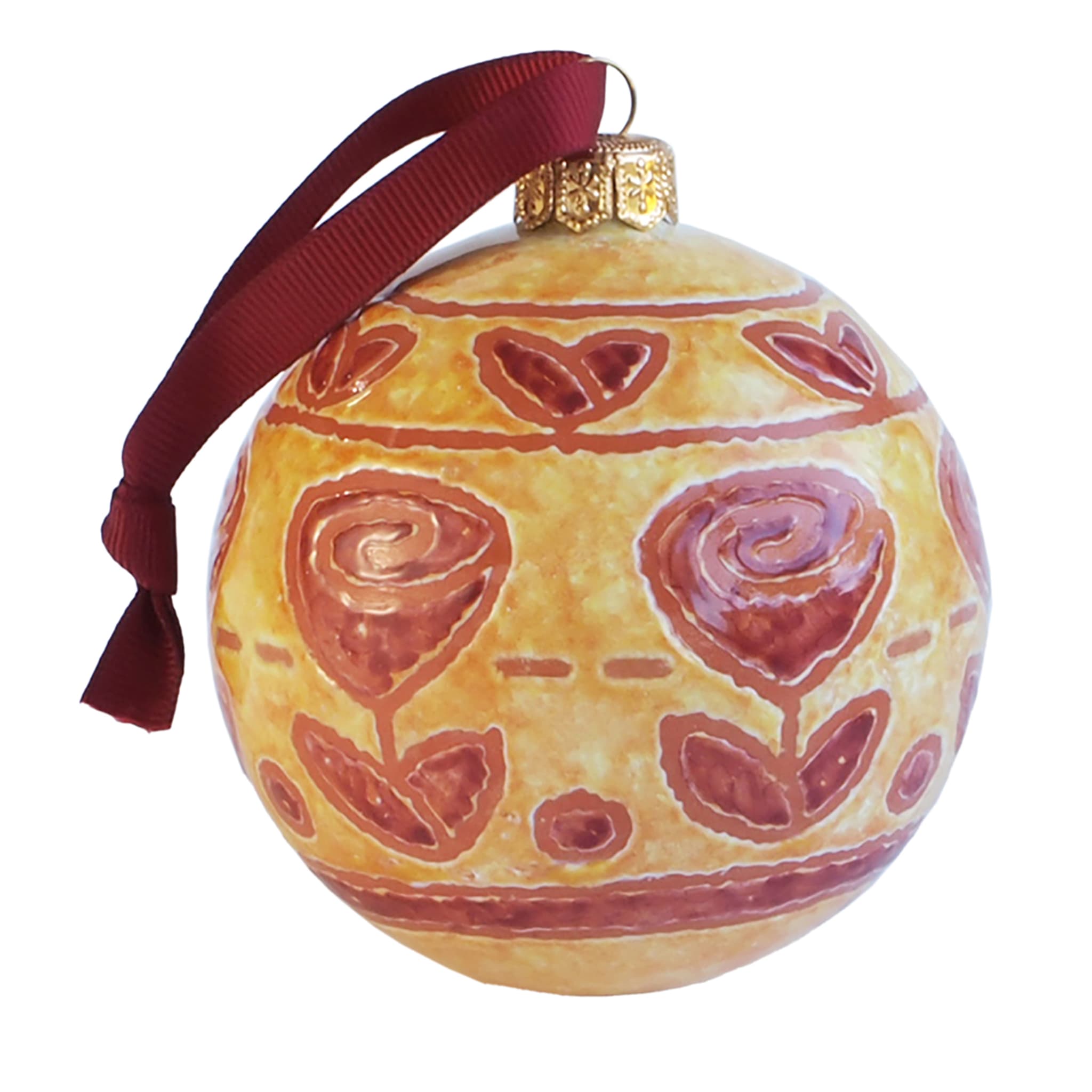 Set of 2 Red and Orange Christmas Ornaments - Main view