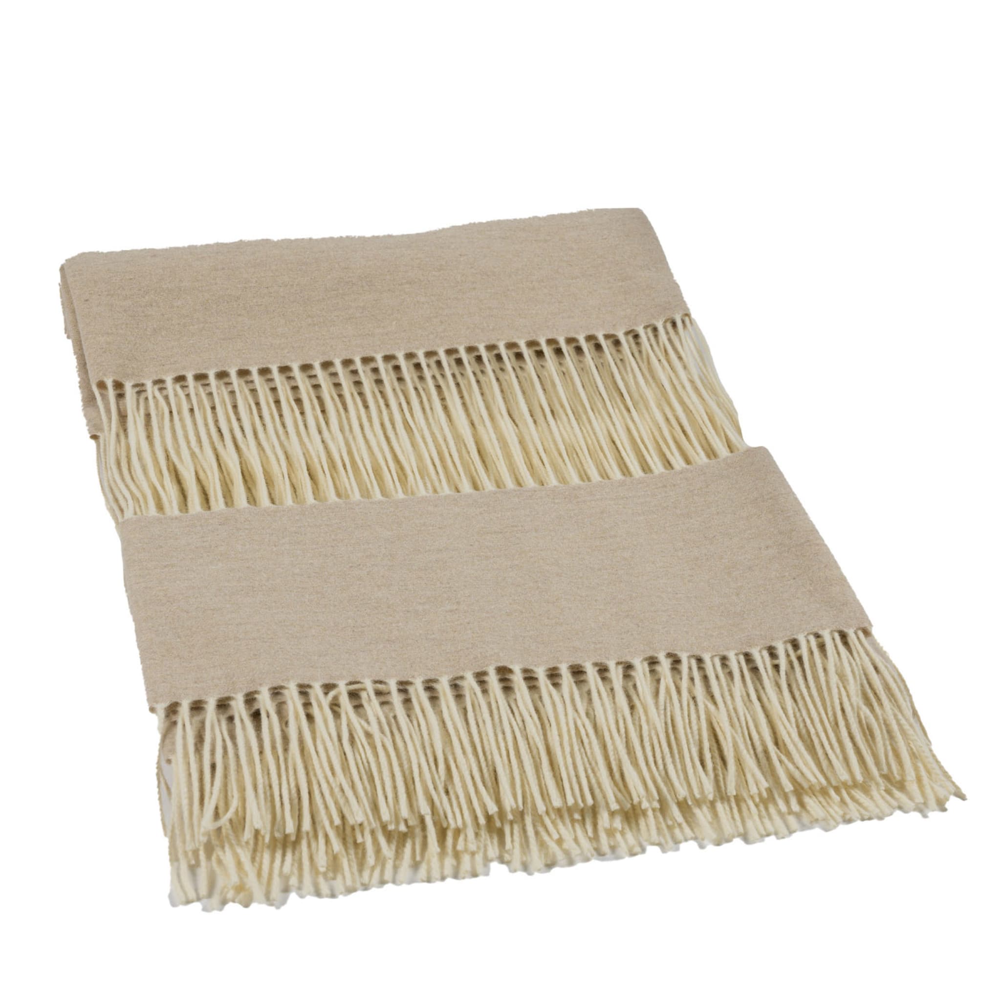 Defilé Fringed Beige Small Blanket - Main view