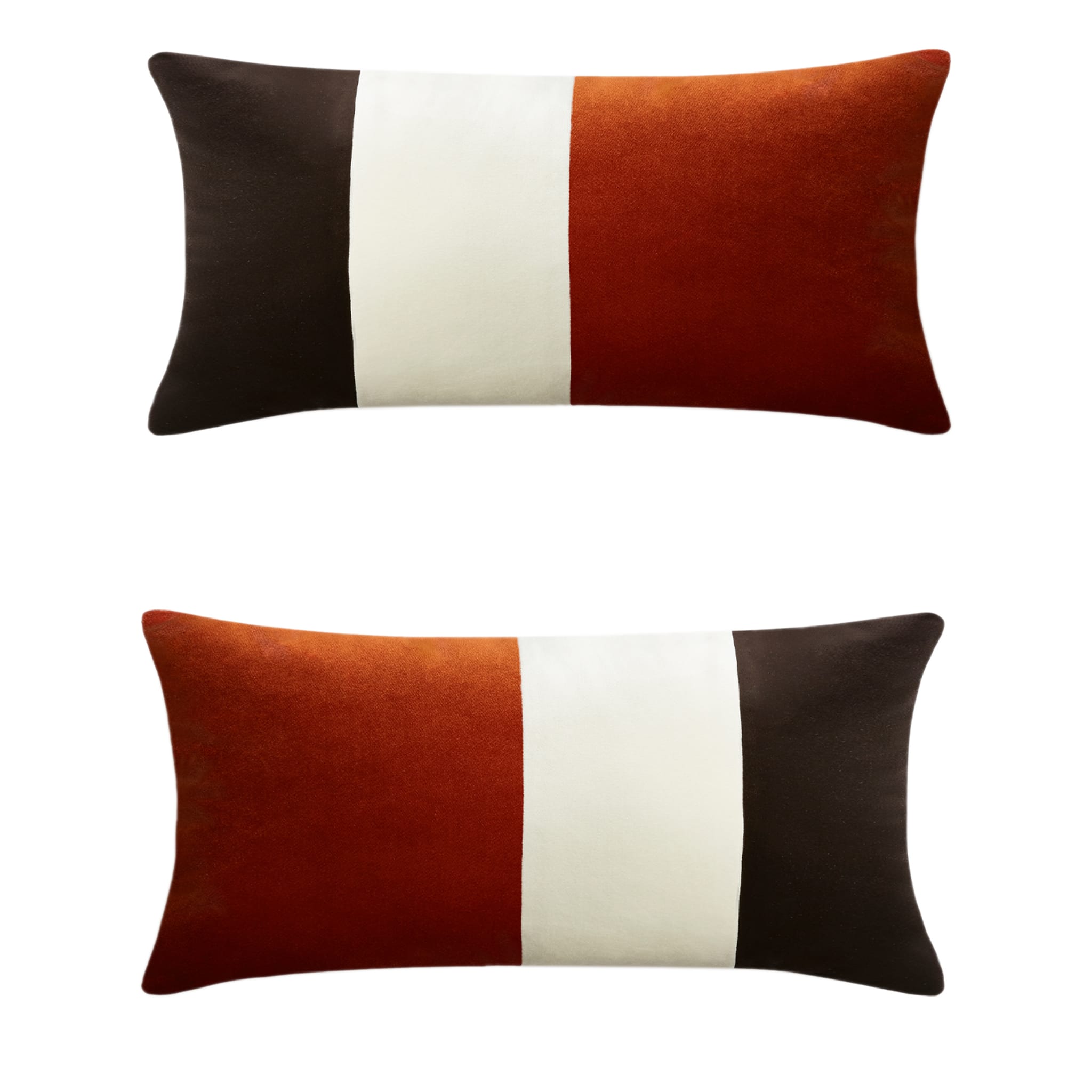 Set di 2 cuscini tripli ottici rosso mattone - lato destro - Vista principale