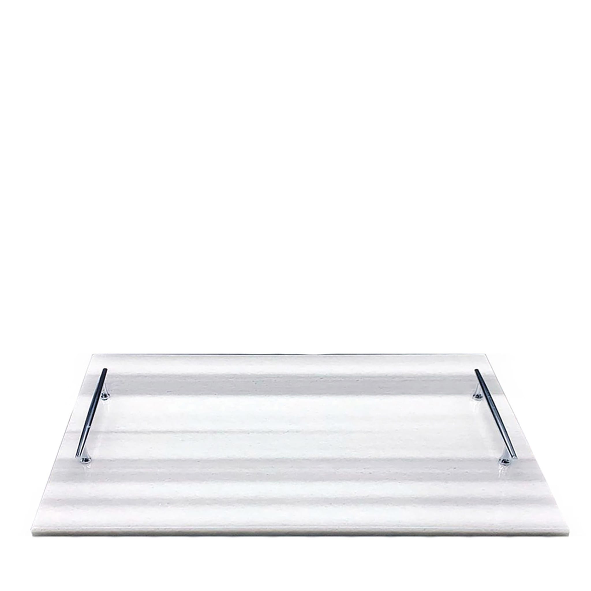 Rectangular Striato Tray with Steel Handles - Main view