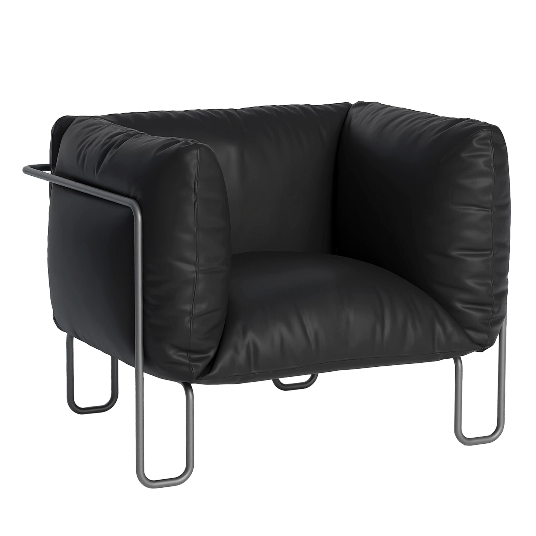Fargo Soft 80 Black Leather Armchair - Main view