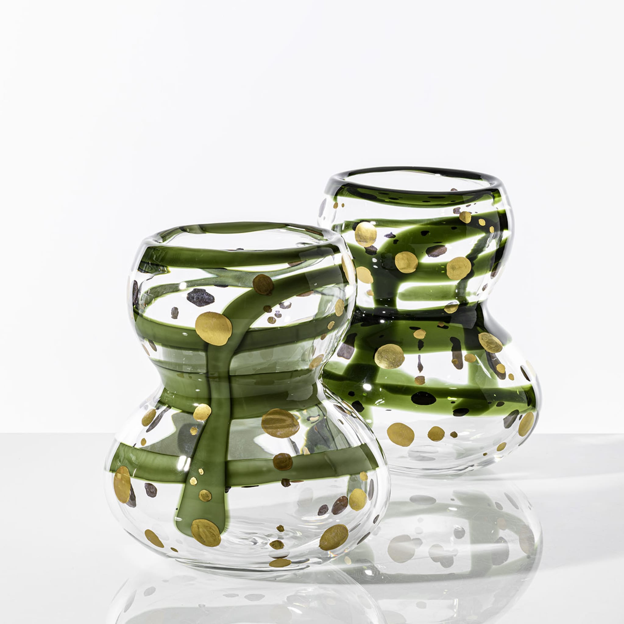 Gran Bulbo Mini Gold and Green Glass Vase - Alternative view 1