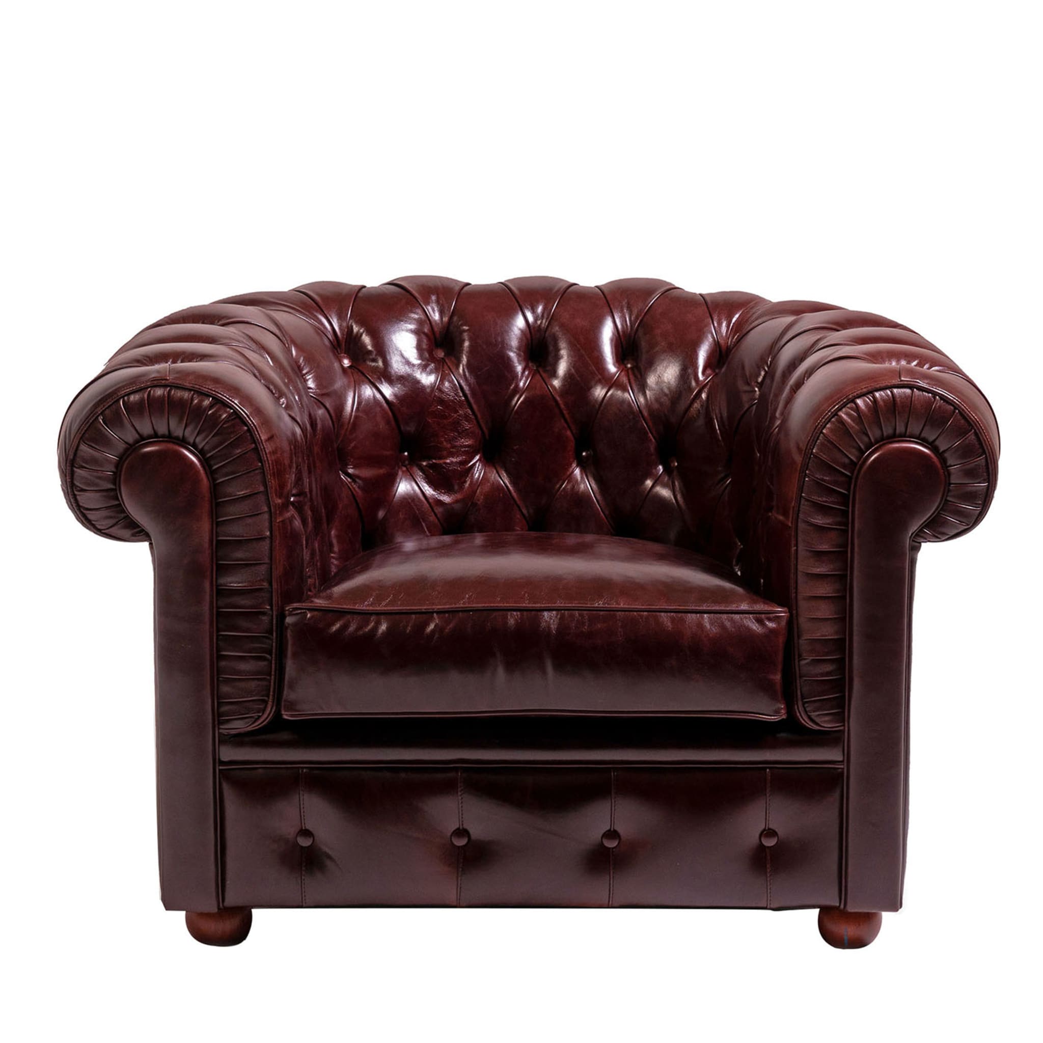 Chesterfield Ruby Leather Armchair Tribeca Collection - Main view