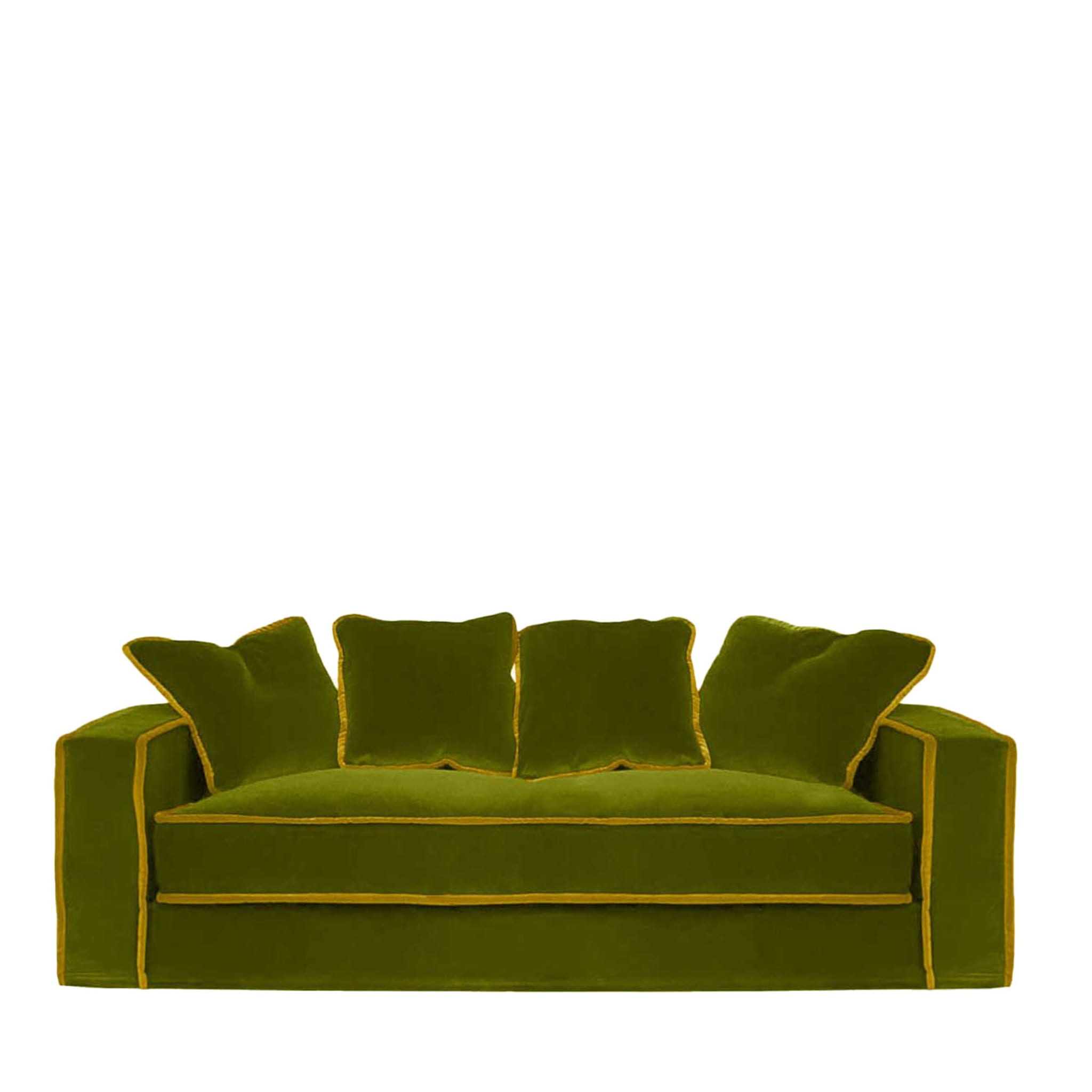 Rafaella Green & Gold Velvet 2 Seater Sofa - Main view