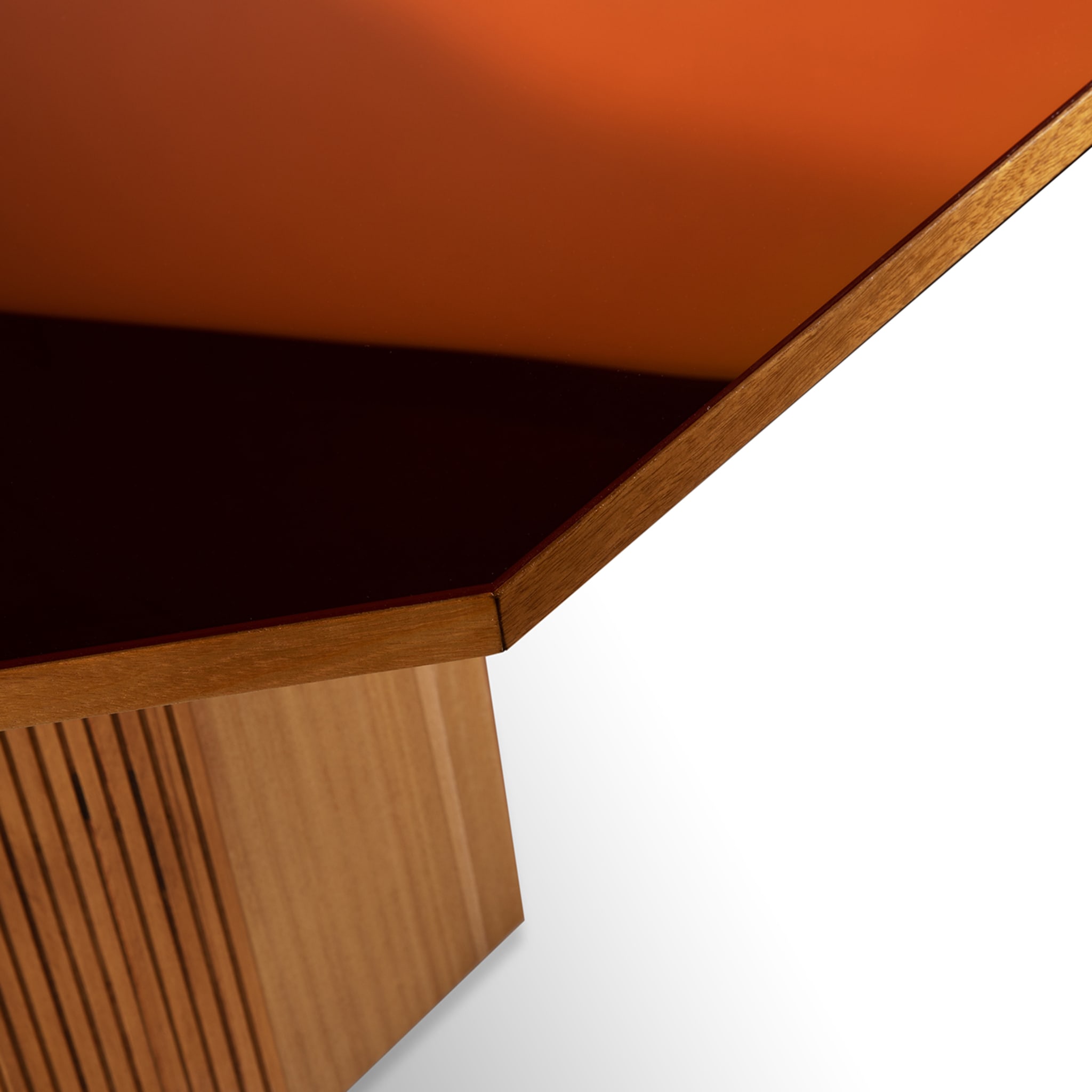Gino 140 Esstisch aus Glas und Holz Orange - Alternative Ansicht 1