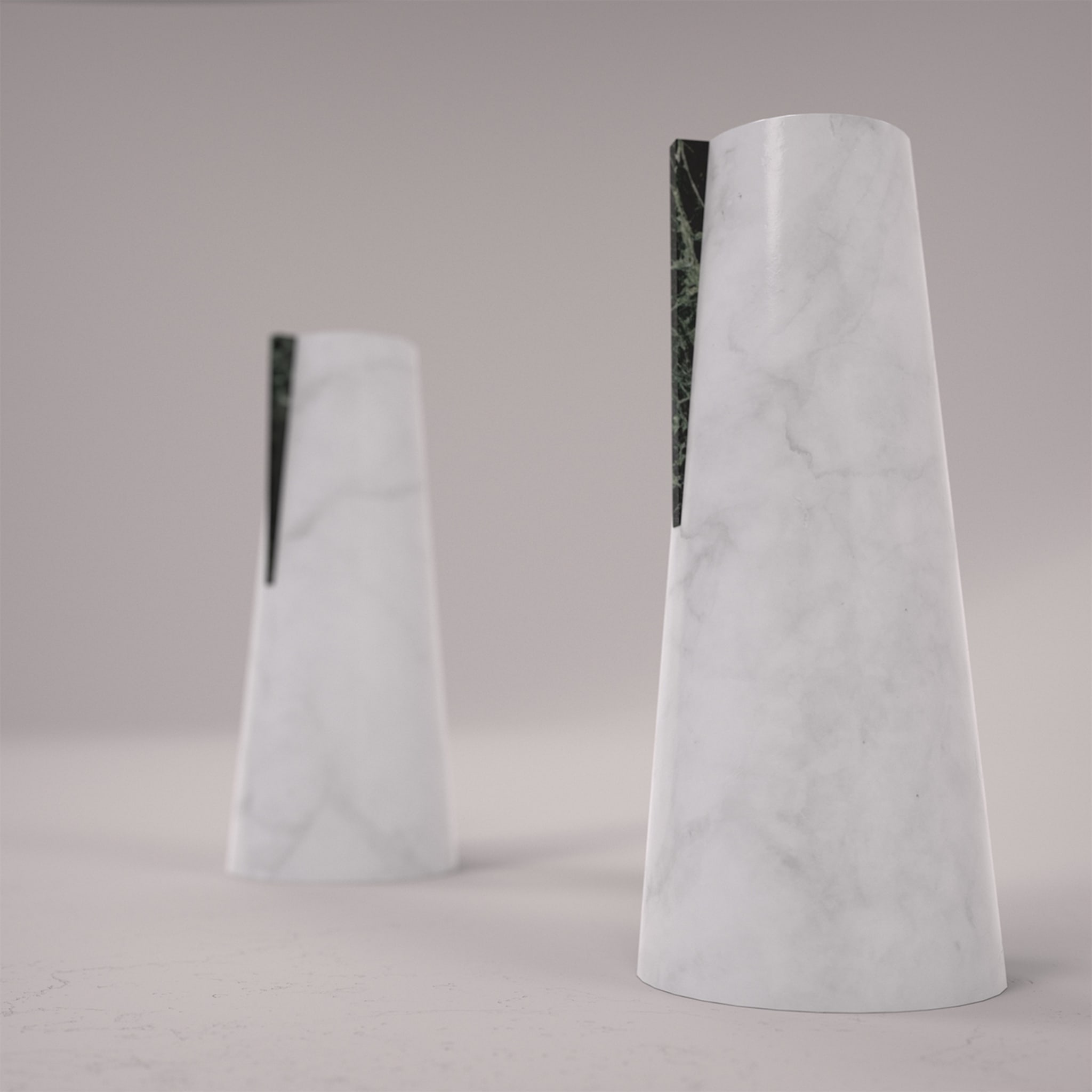 Elara Weiß Carrara &amp; Verde Alpi Vase - Alternative Ansicht 3