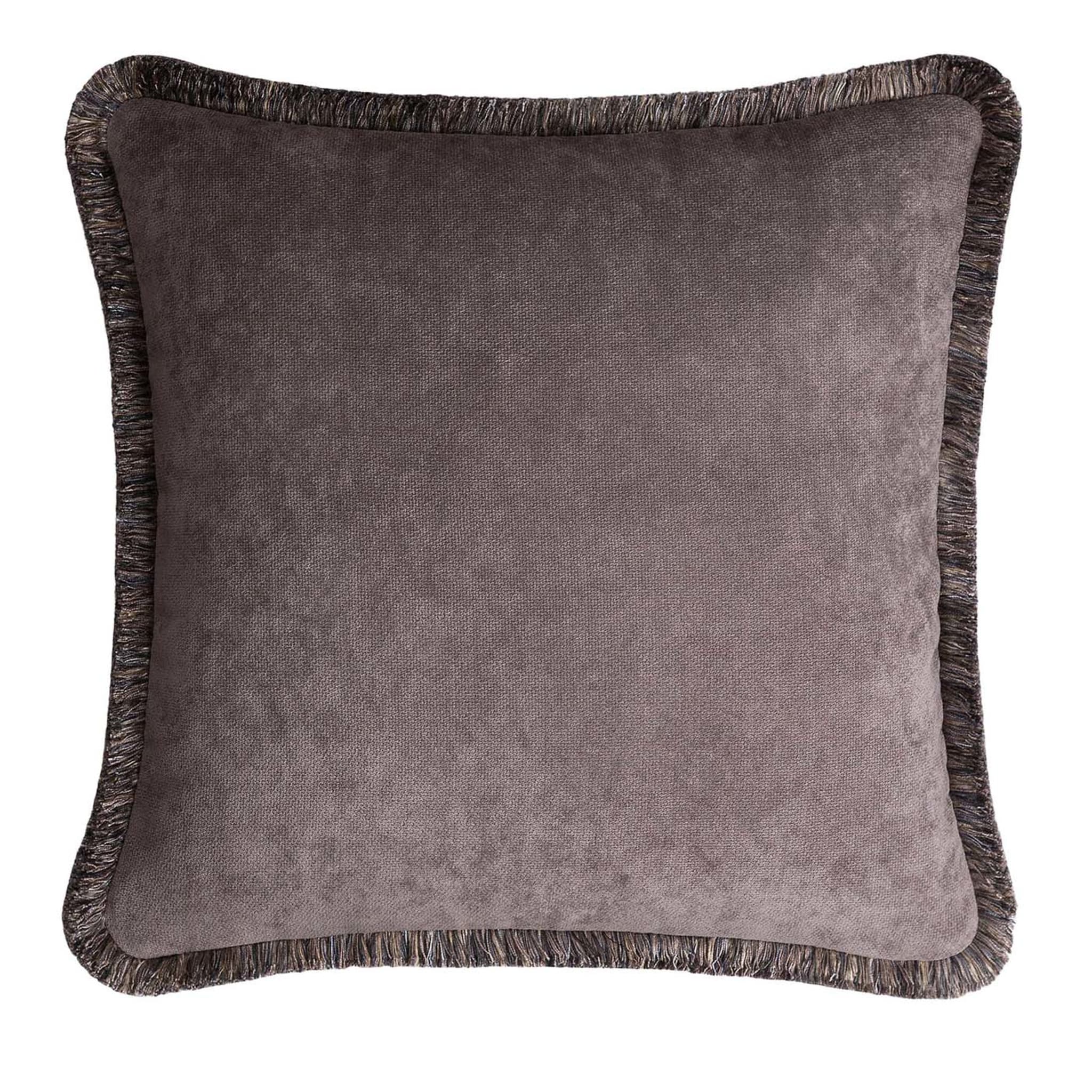 Happy Soft Velvet Dark Grey Cushion  - Main view