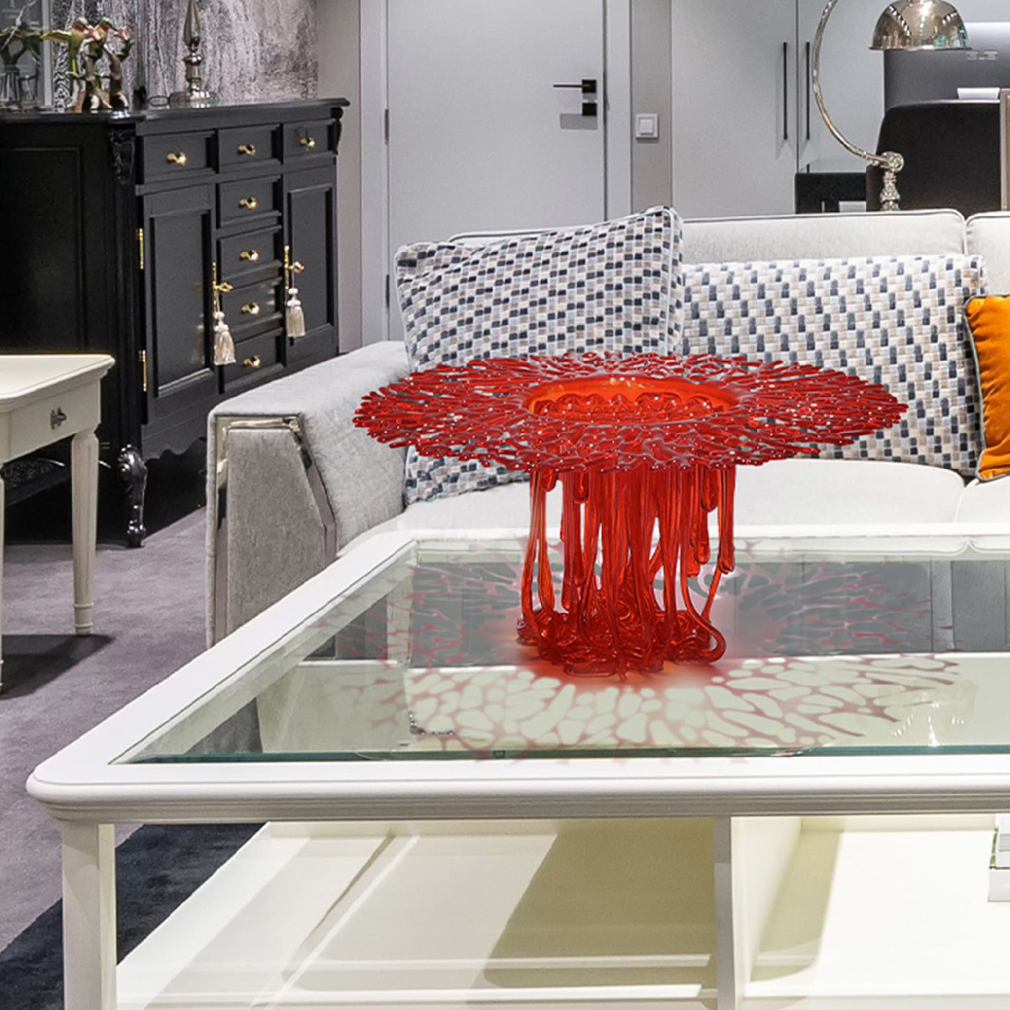 Centro de mesa escultórico de cristal de Murano con coral rojo - Vista alternativa 4