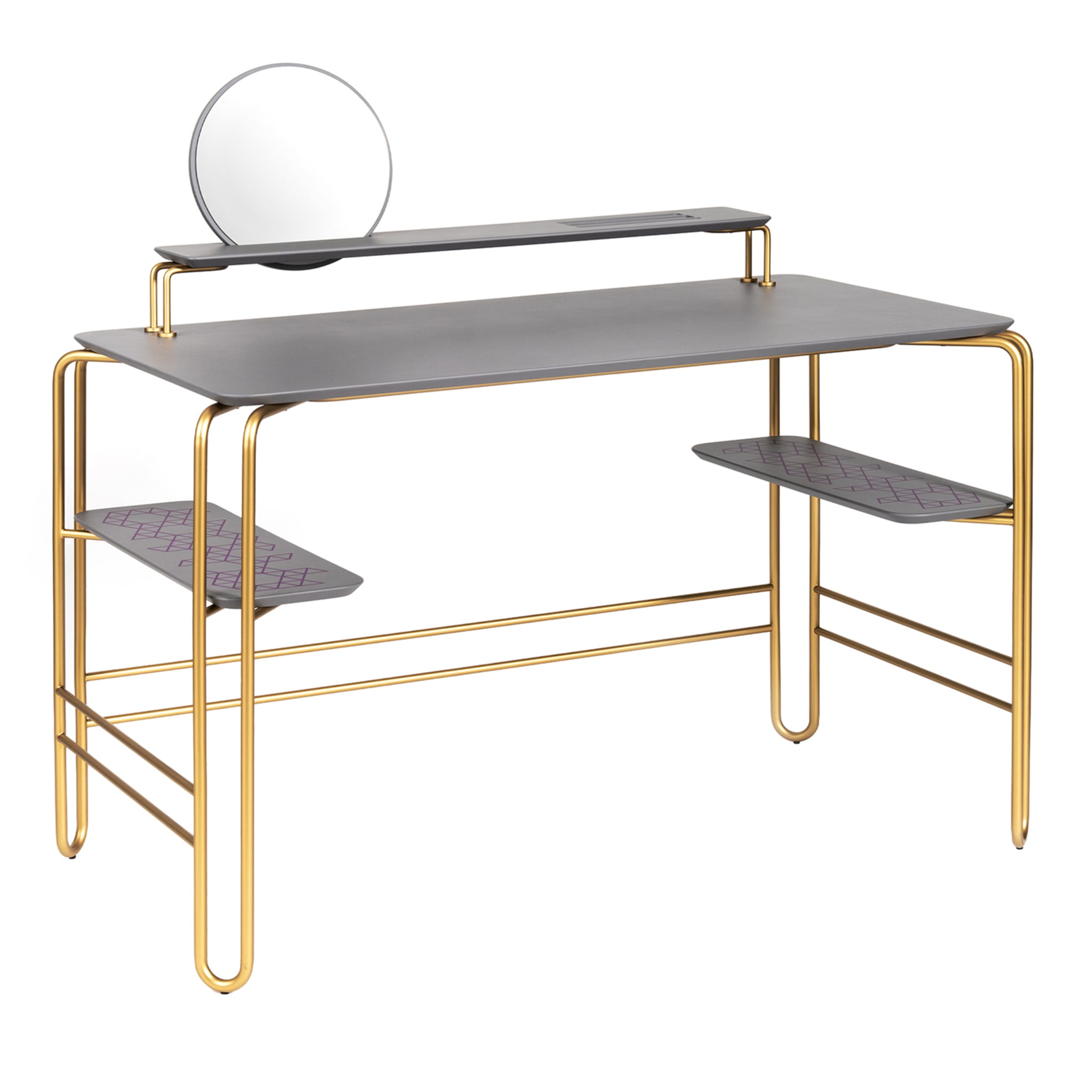 Grimilde Gray and Brass Vanity Desk - Main view