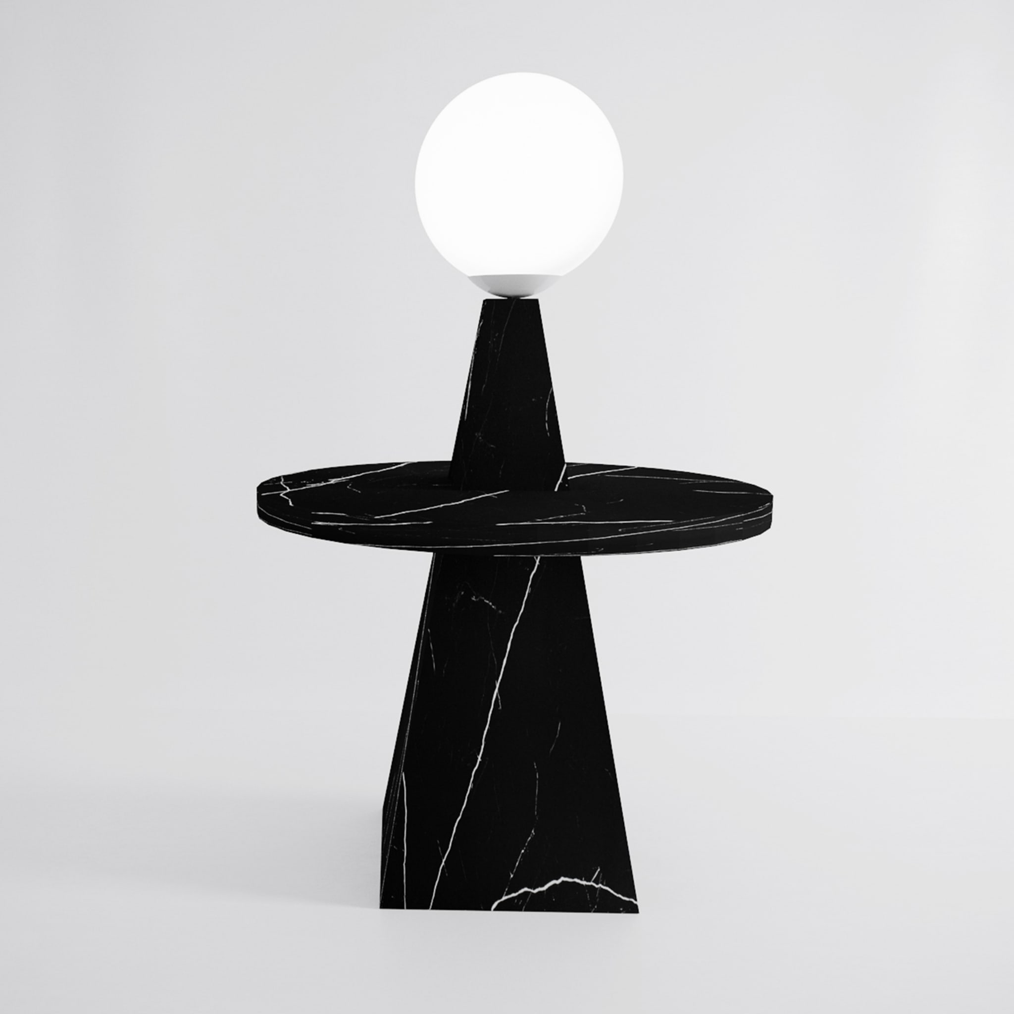 1512 Table basse et lampadaire en marbre noir par Sissy Daniele - Vue alternative 2