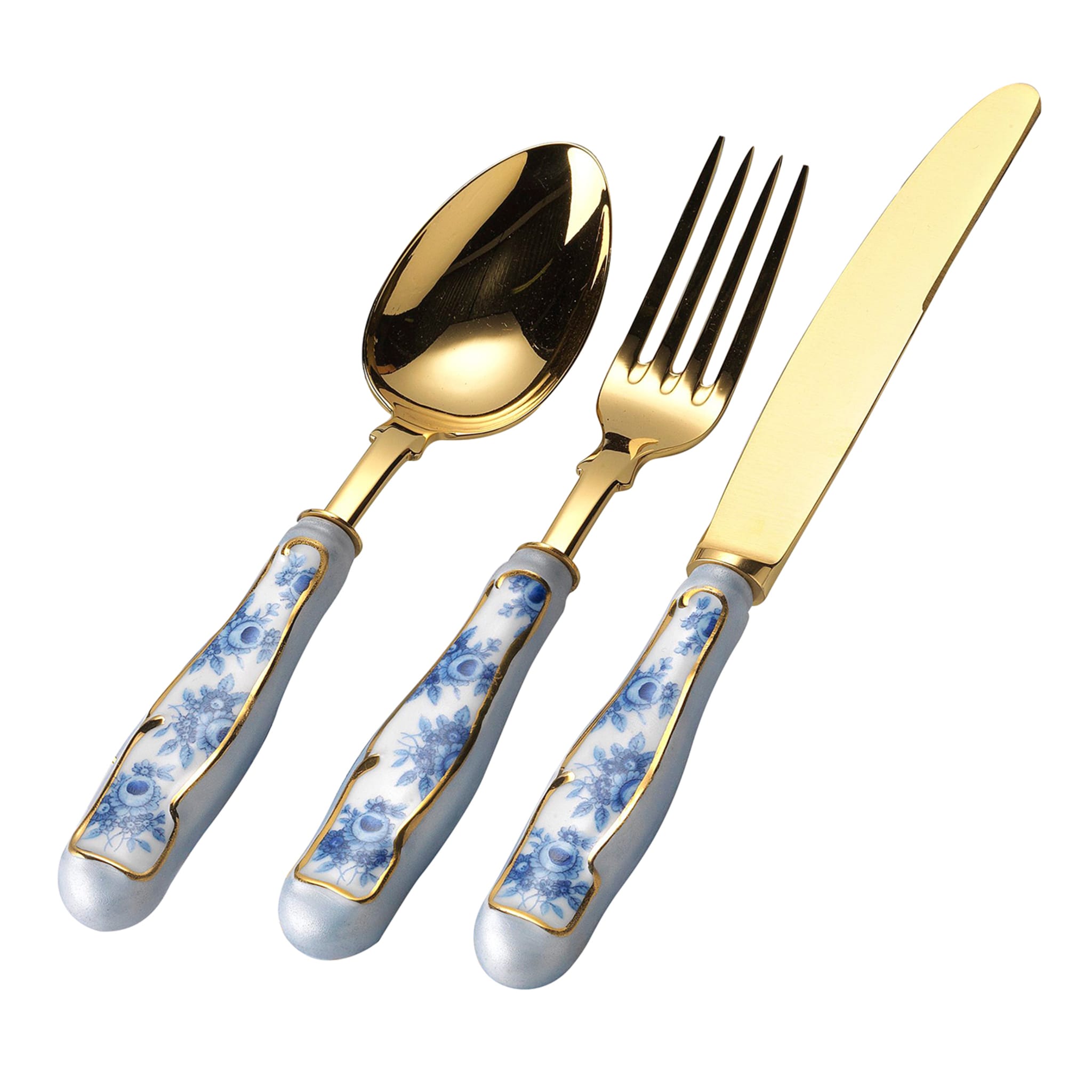 SET OF 3 BLUE ROSES DINING CUTLERY - Main view