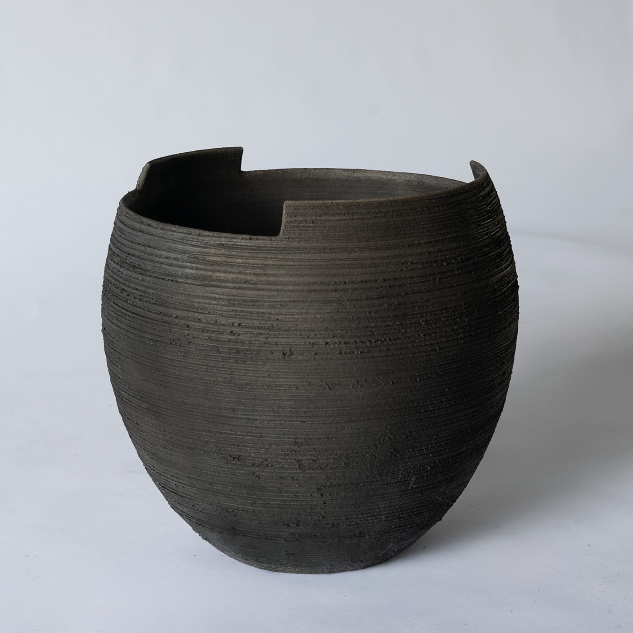 Cut Small Smoked Black Vase - Alternative view 1