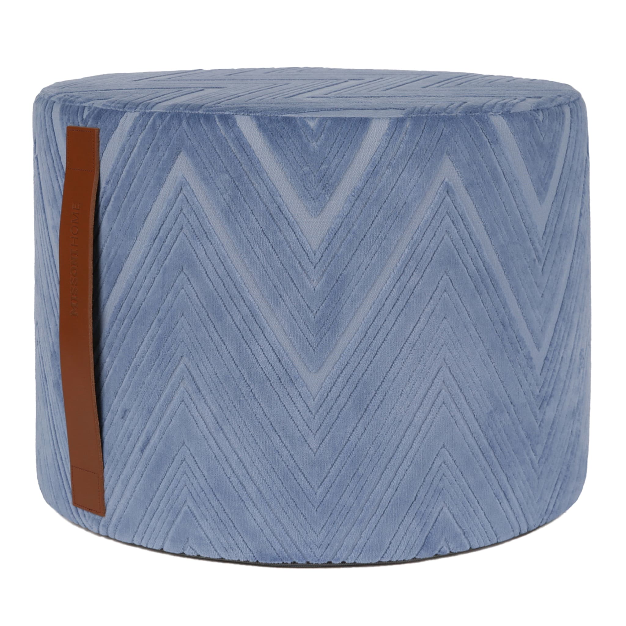 Basel Blue Cylindrical Pouf - Main view