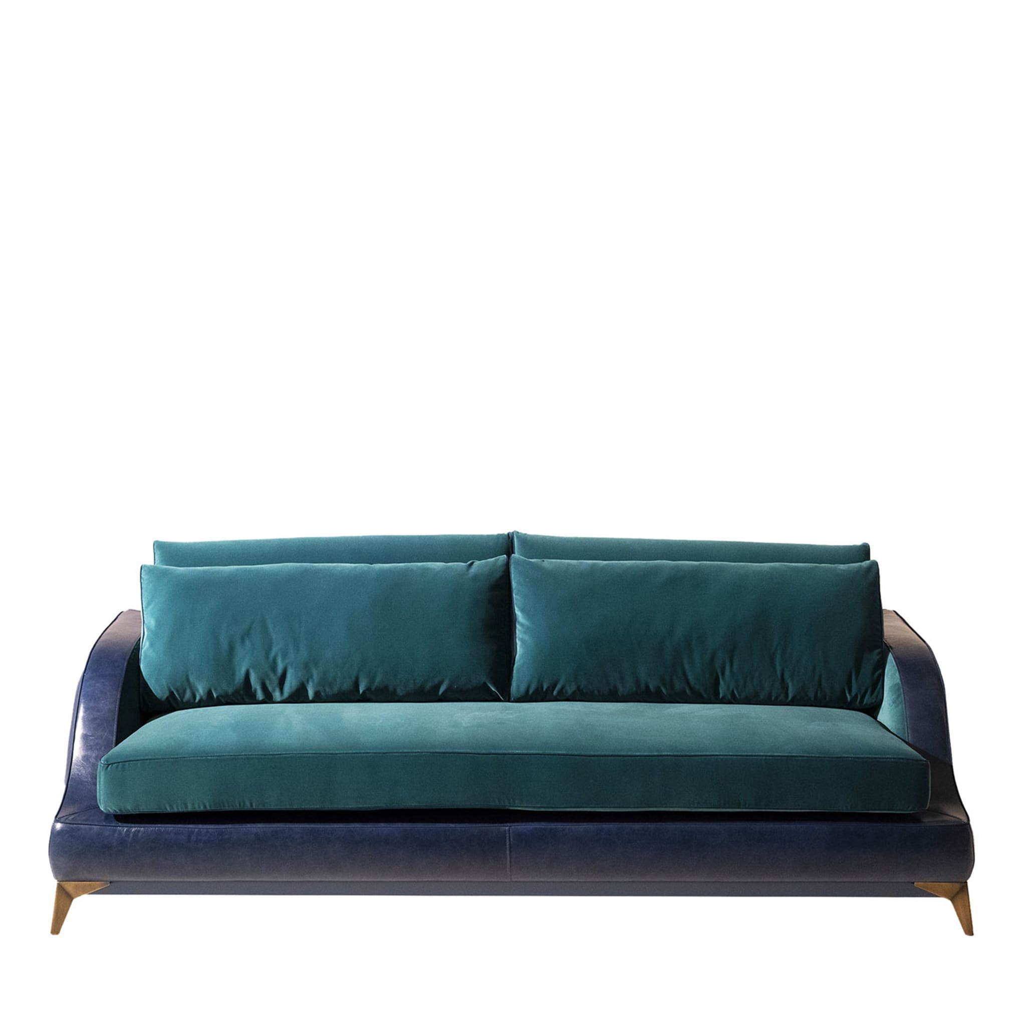 Couch-Sofa mit Leder- und Stoffkombination - Hauptansicht