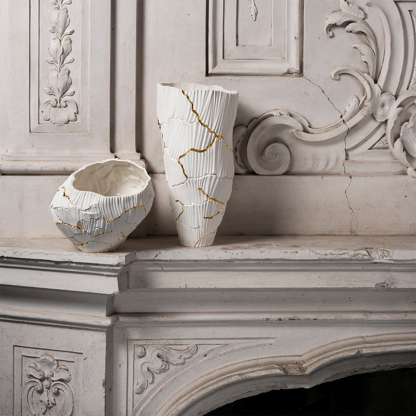 Meltemi Gold Risse Vase Fos Ceramiche | Artemest