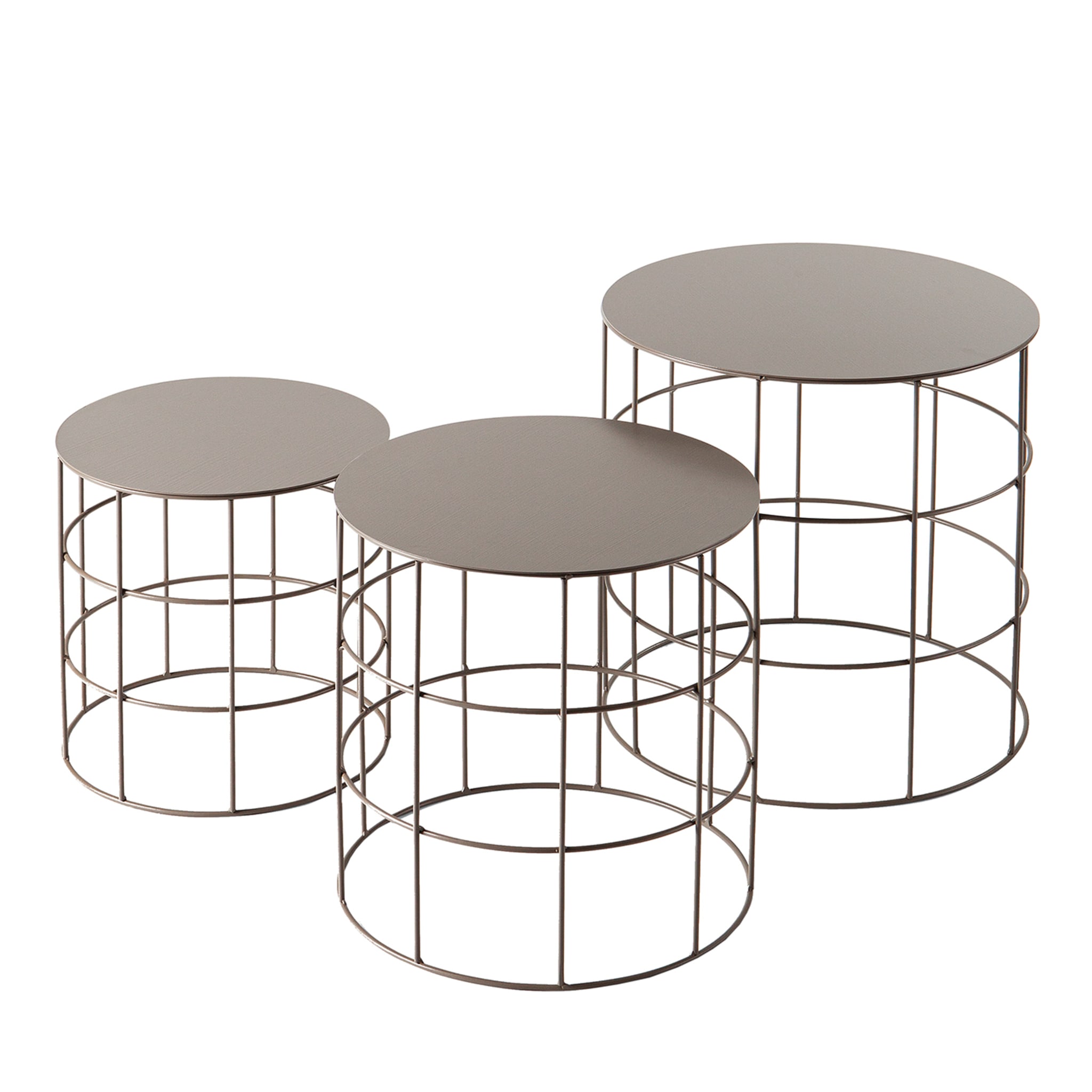 Reton Set of 3 Taupe Round Side Tables - Main view