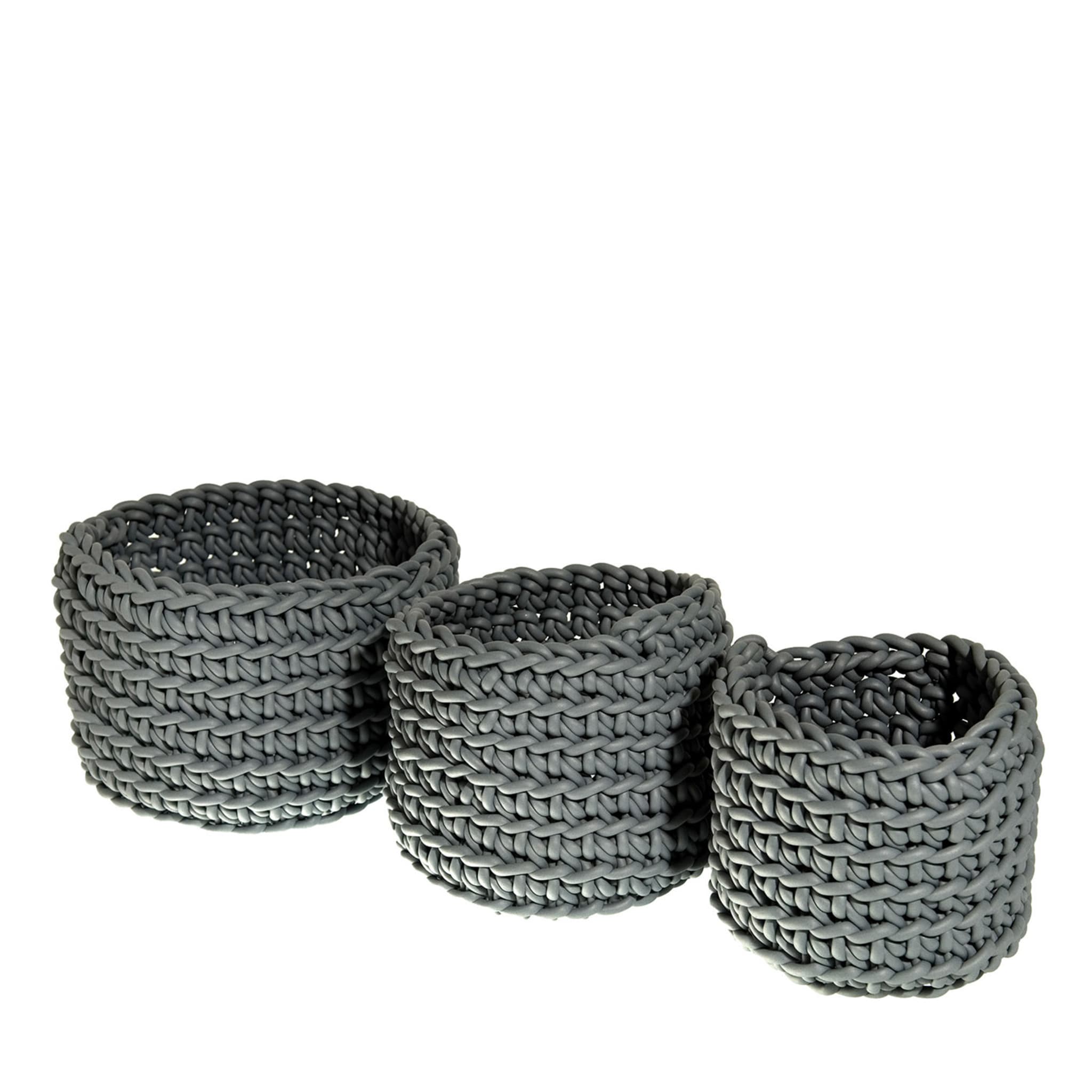 Sottile Set of 3 Dark Gray Baskets by Rosanna Contadini - Main view