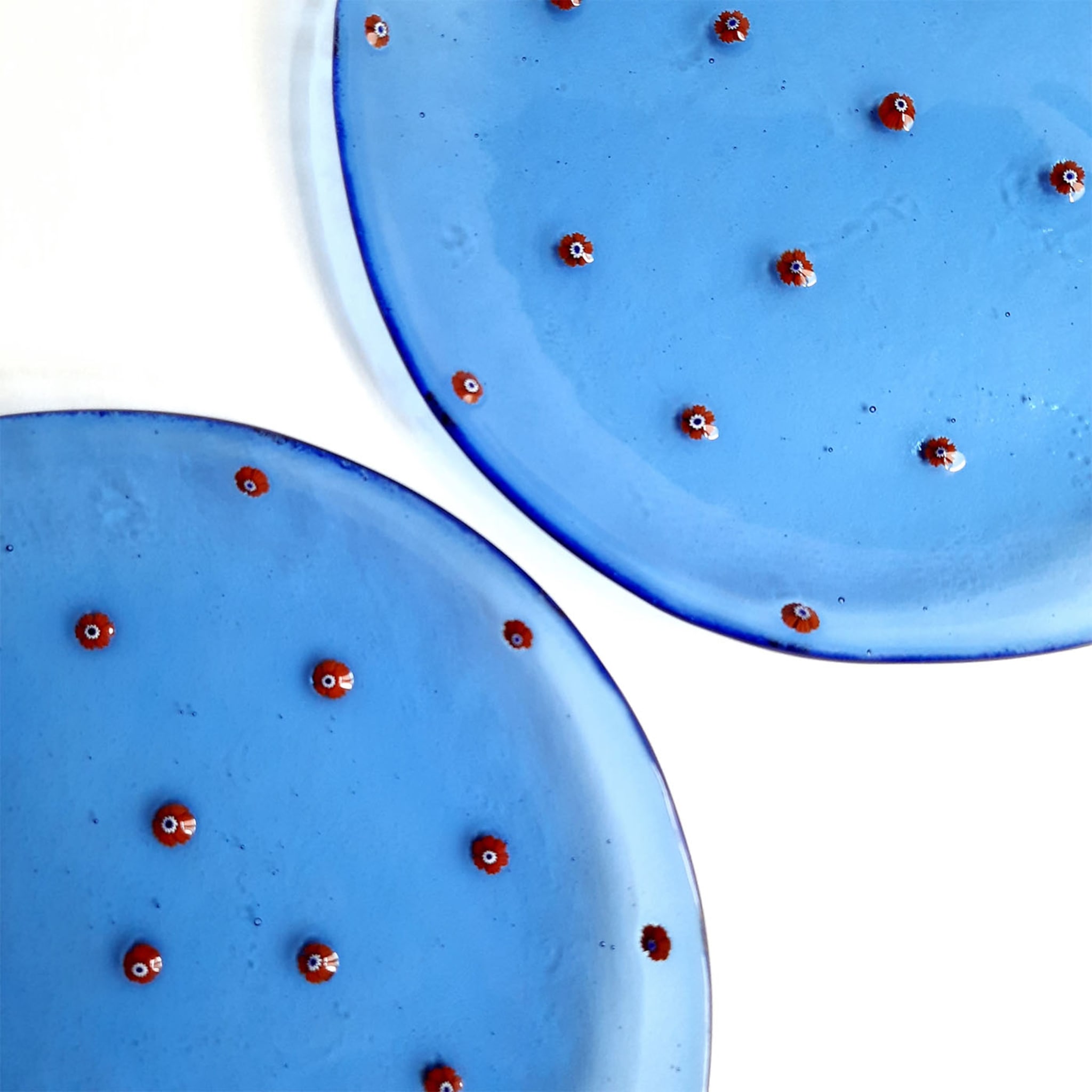 Mare Set Of 4 Blue Floral Glass Dessert Plates with murrina inlays - Alternative view 3