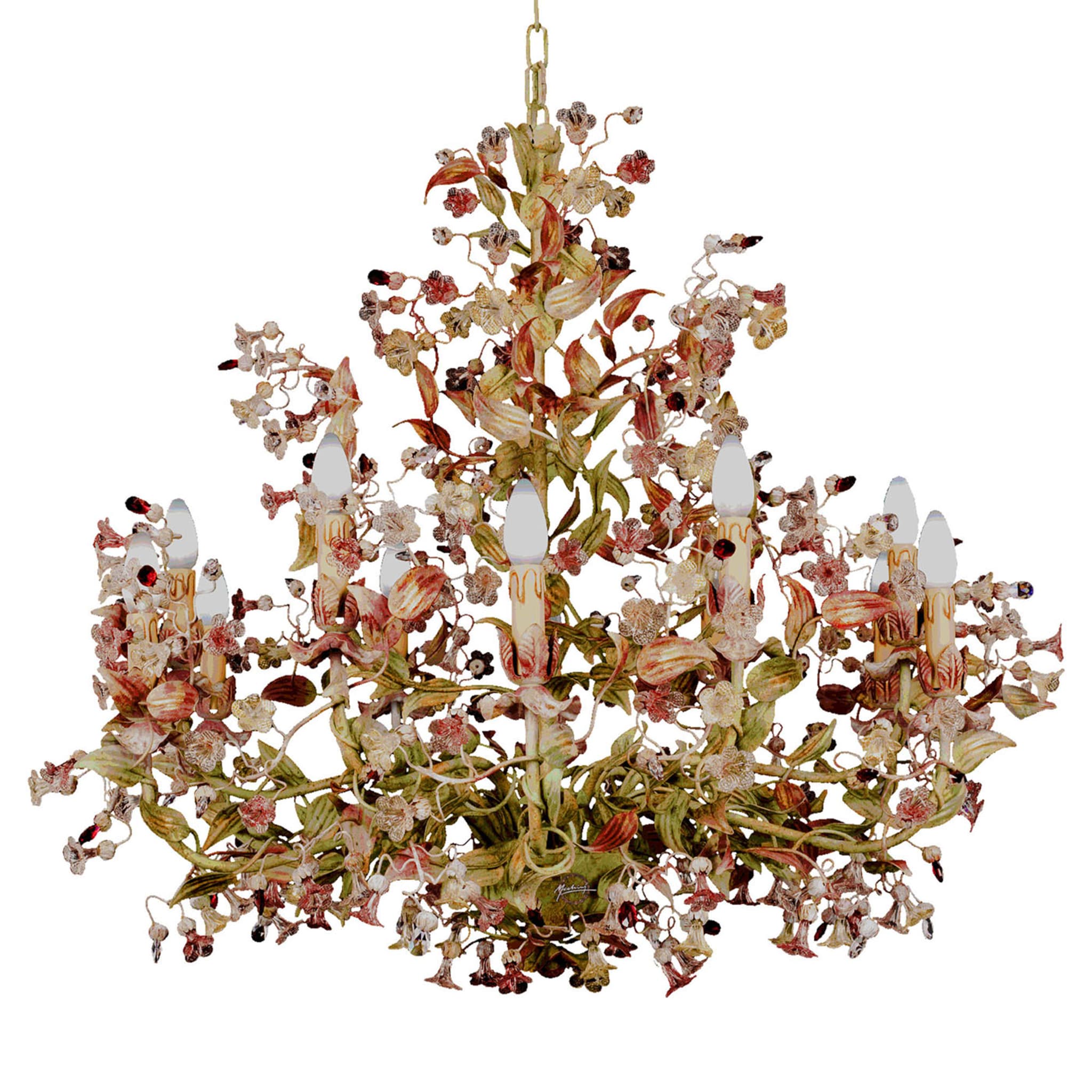 261 Lustre floral polychrome à 12 lumières - Vue principale