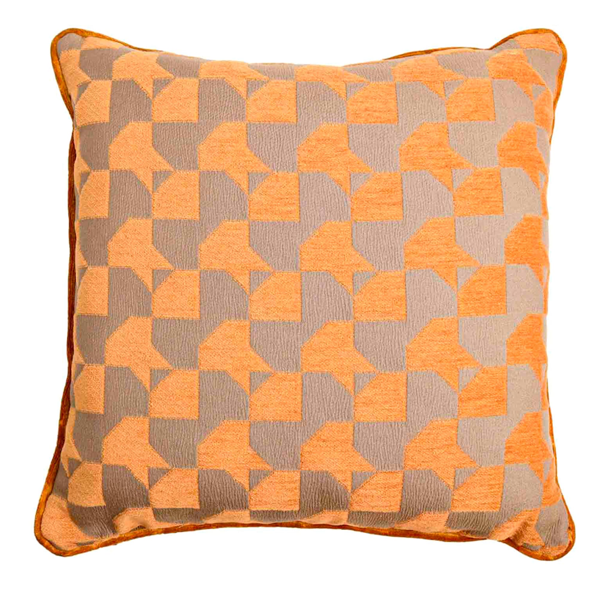 Carrè Houndstooth Orange and White Square Cushion - Main view