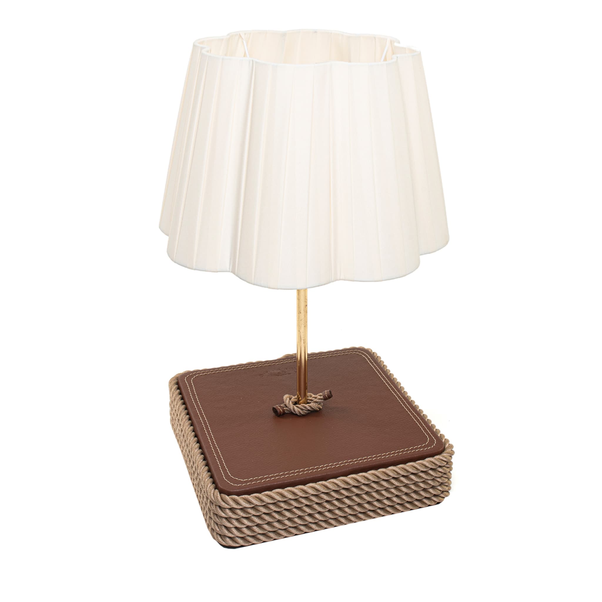 Large Square-Base Beige Table Lamp - Main view