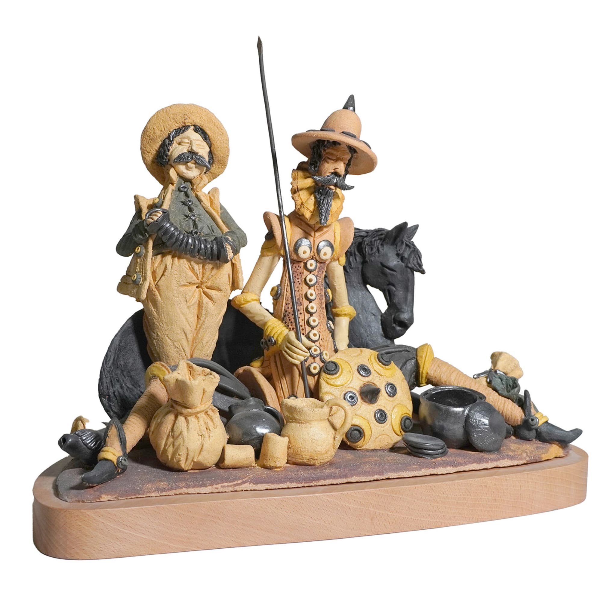 Don Quijote und Sancho Panza a Riposo Skulptur von Diego Poloniato - Hauptansicht