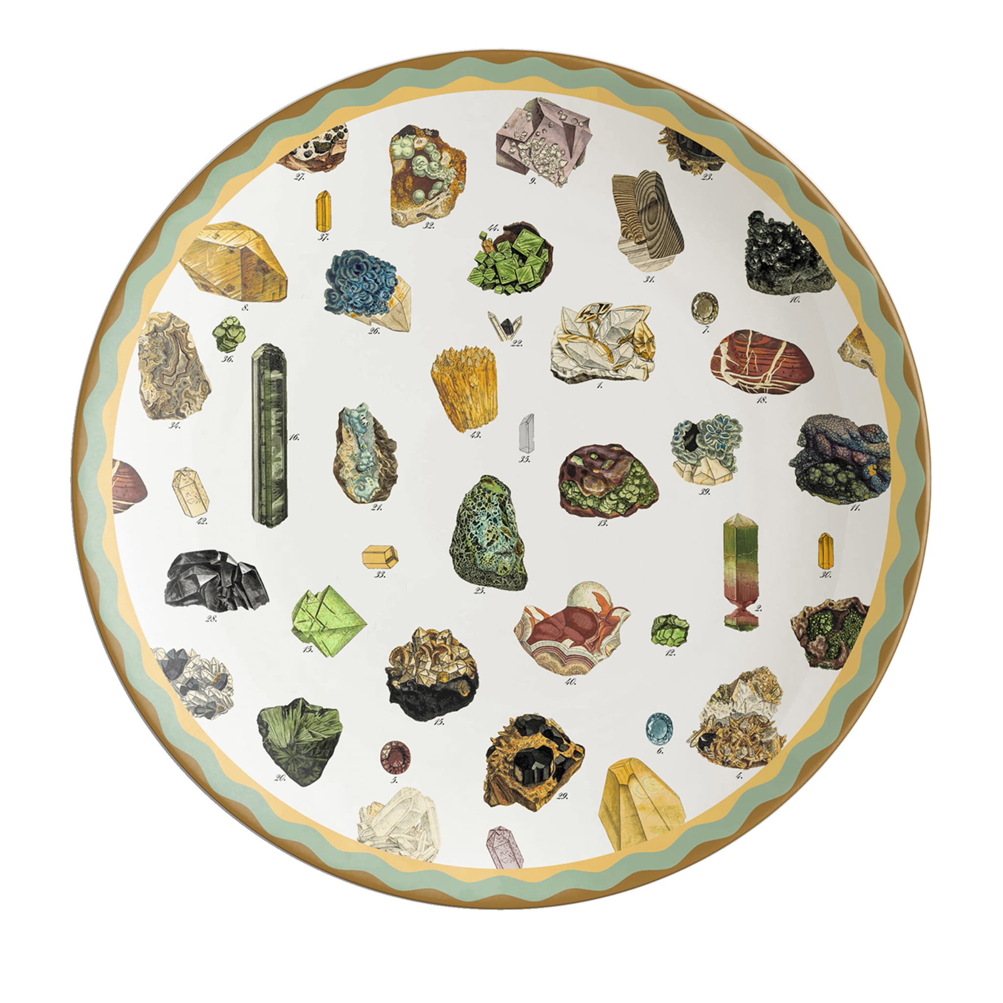 Cabinet De Curiosités Porcelain Charger Plate With Minerals - Main view