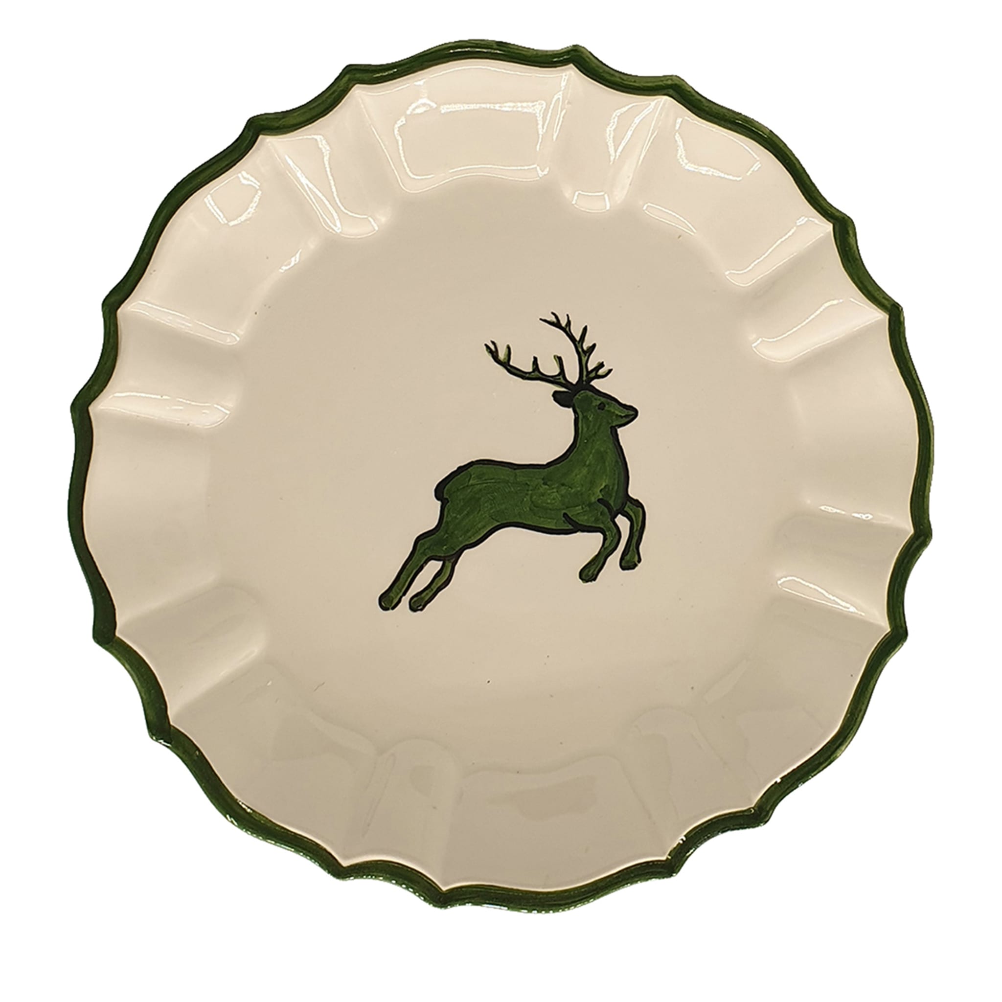Set of 2 Green Christmas Ceramic Dessert Plates - Main view