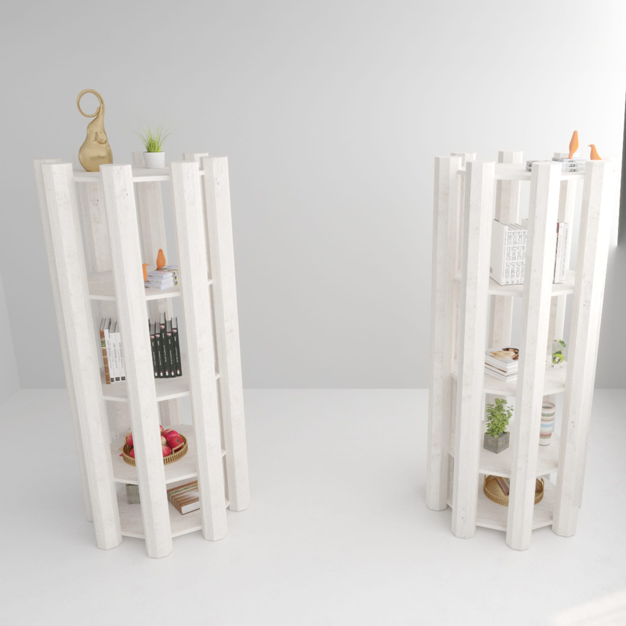 Federico Bookcase in White Marble By Sissy Daniele - Alternative view 1