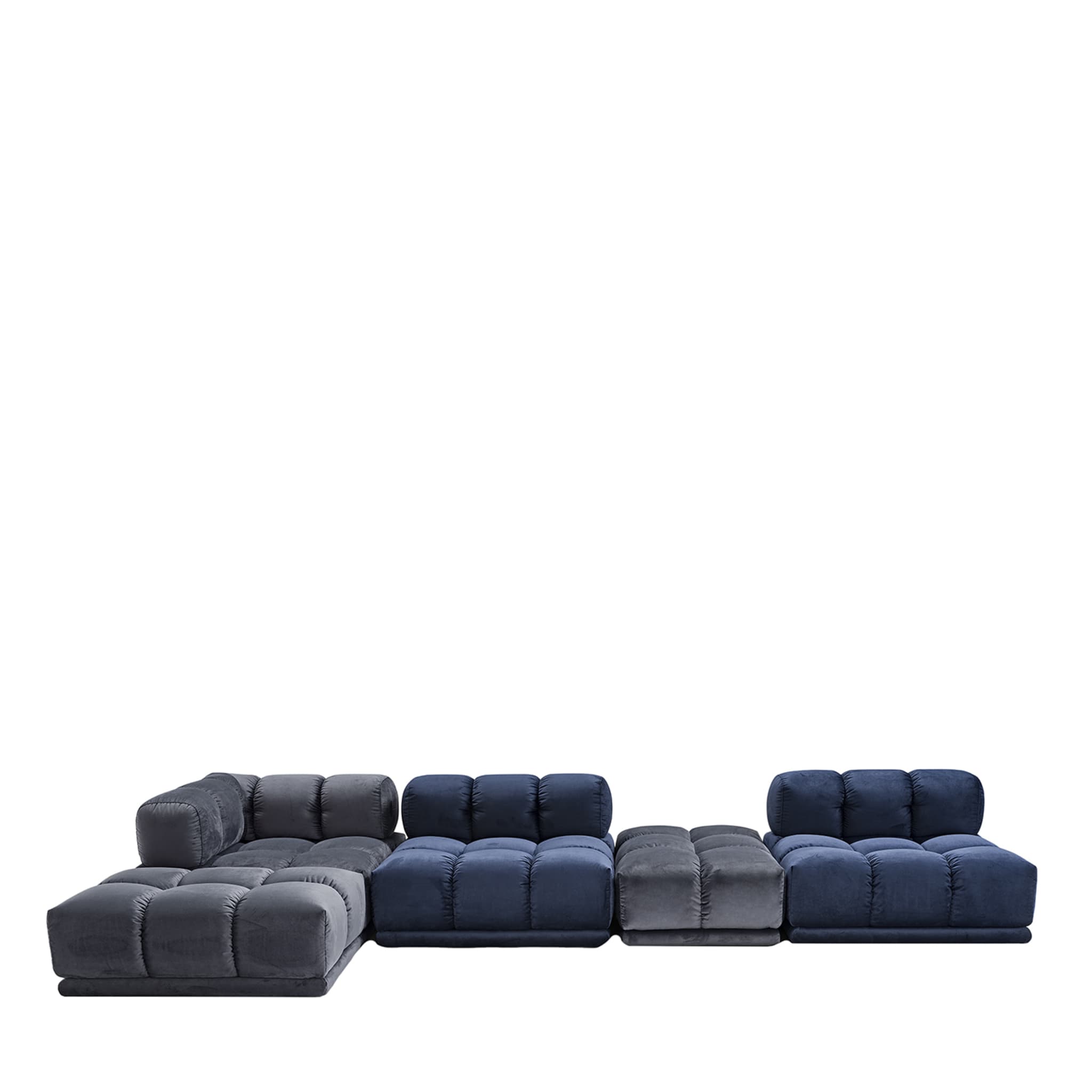 Sacai 5-Module Gray & Blue Sofa - Vue principale