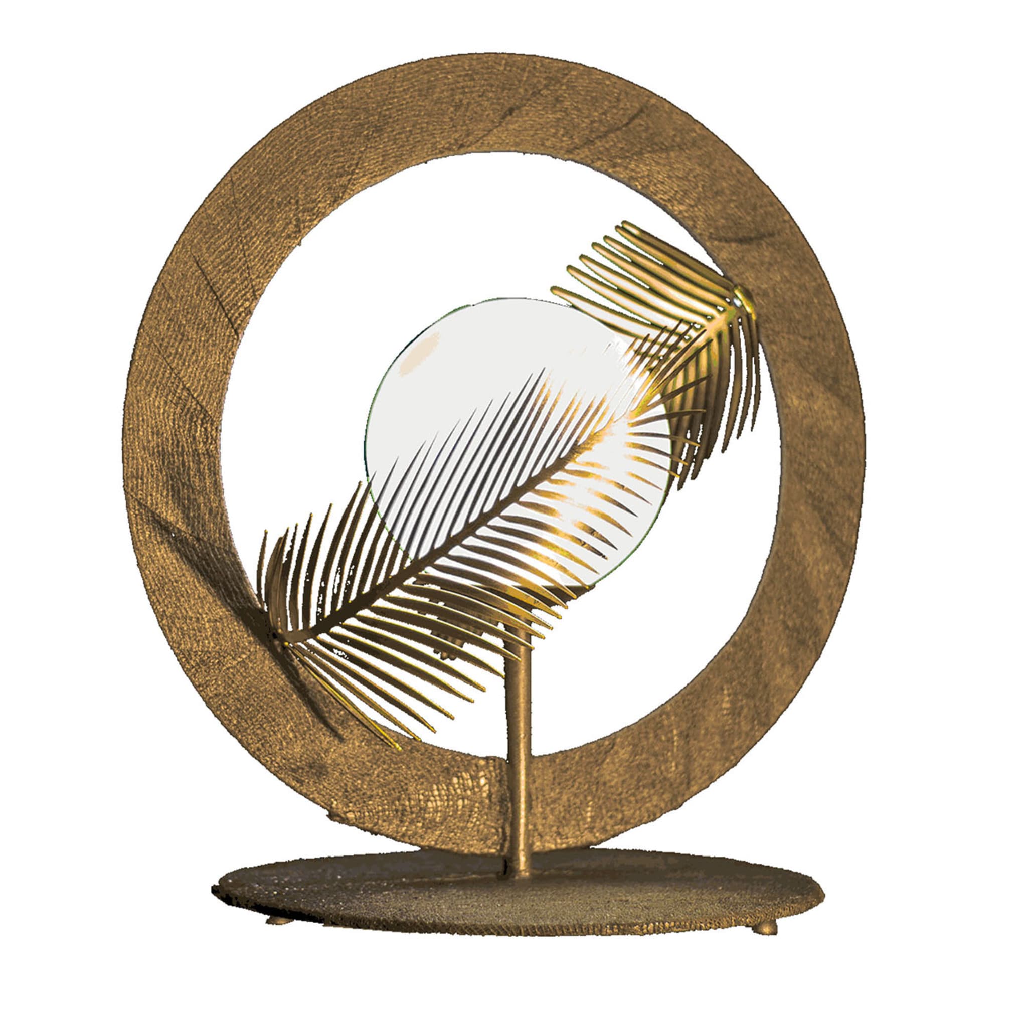Round Geometric-Cut Golden Table Lamp - Main view