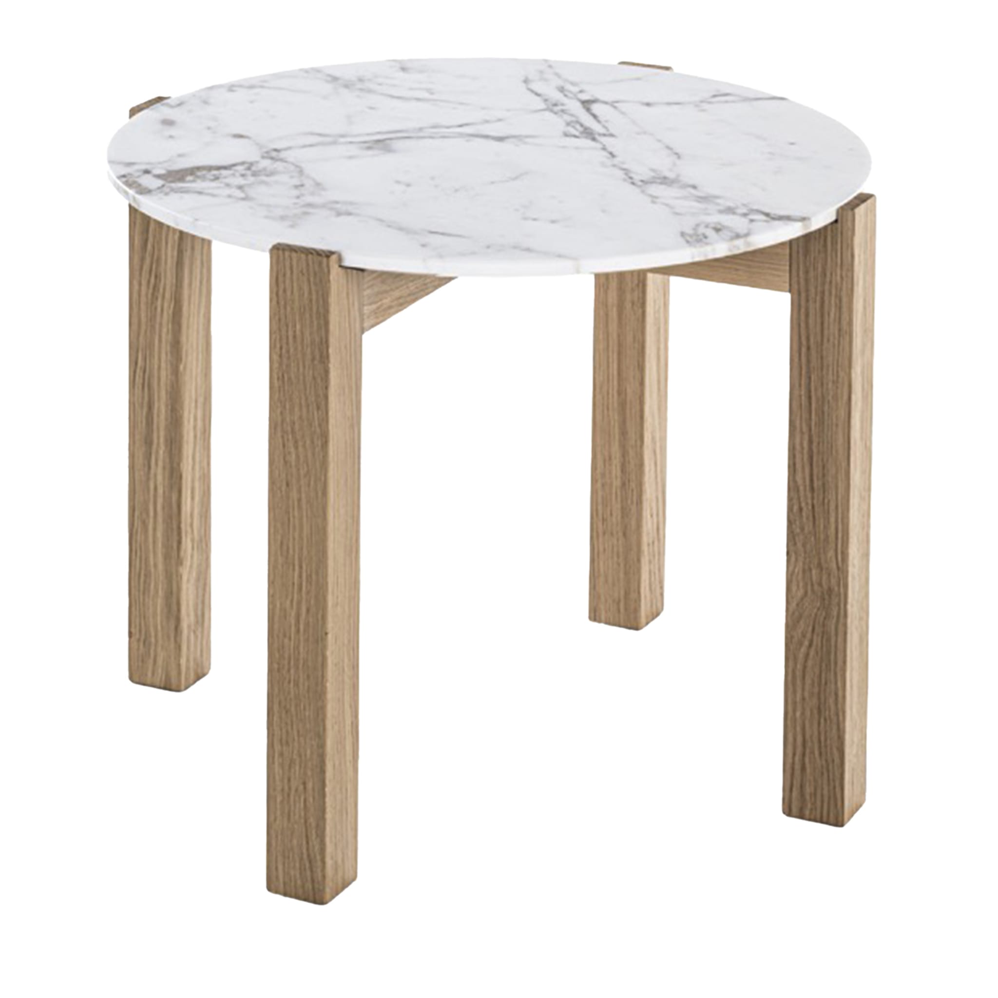 Moon 2 Round White Marble Side Table - Main view