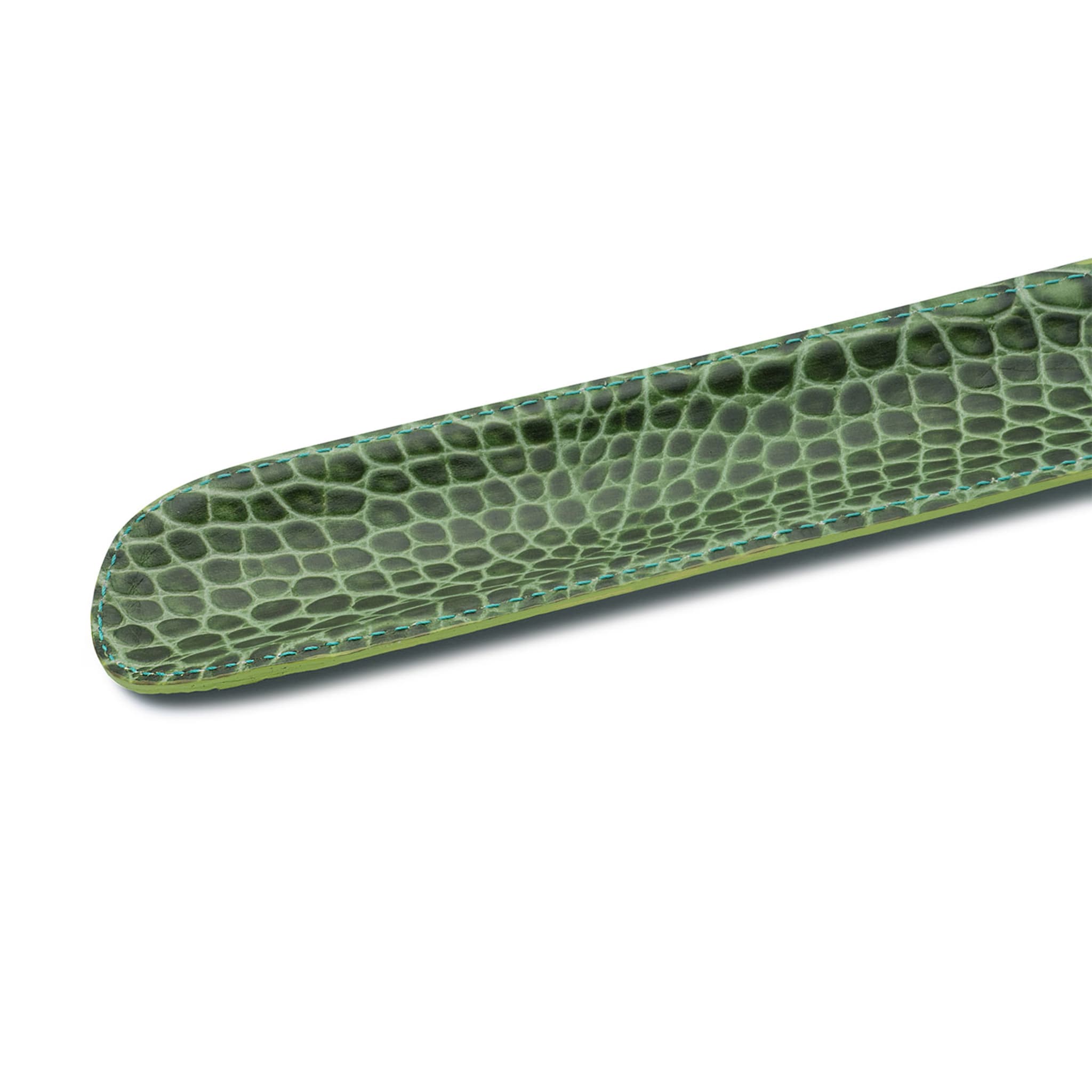 Emerald-Green Mock-Croc Leather Shoe Horn - Alternative view 1