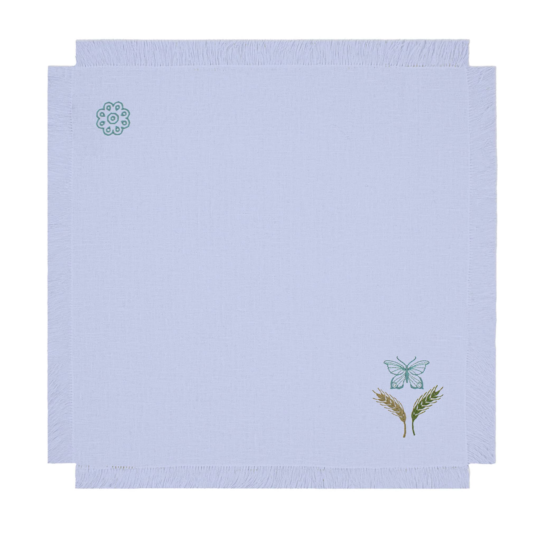 Grano Multicolor Set of 6 Fringed Embroidered Lilac Napkins - Main view
