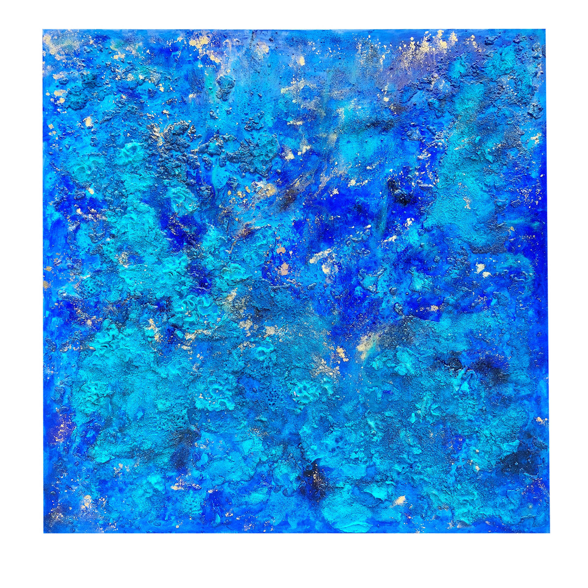 Pittura a tecnica mista della barriera corallina blu intenso - Vista principale
