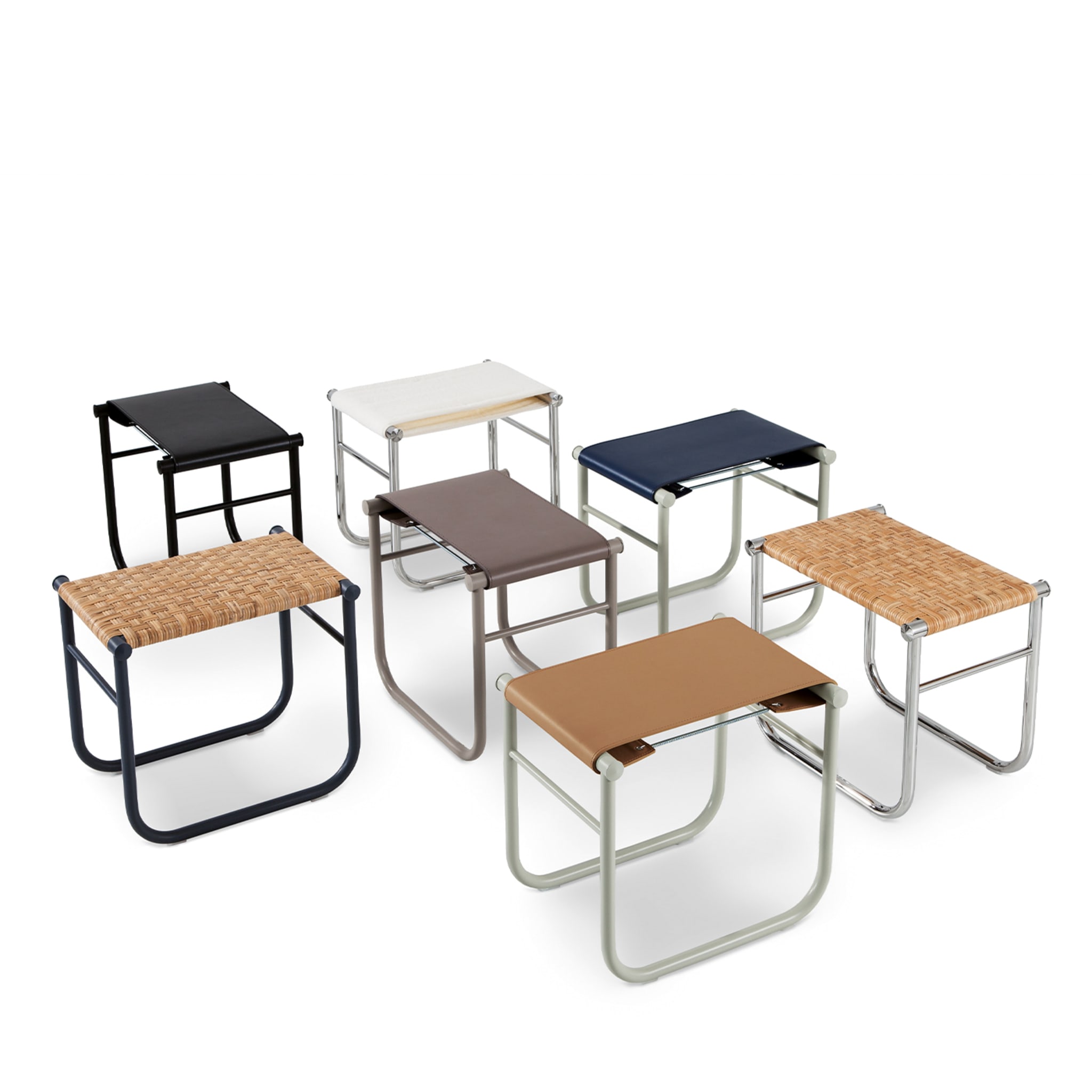 9 Tabouret By Charlotte Perriand - White Towelling Stretch Seat - Alternative view 1